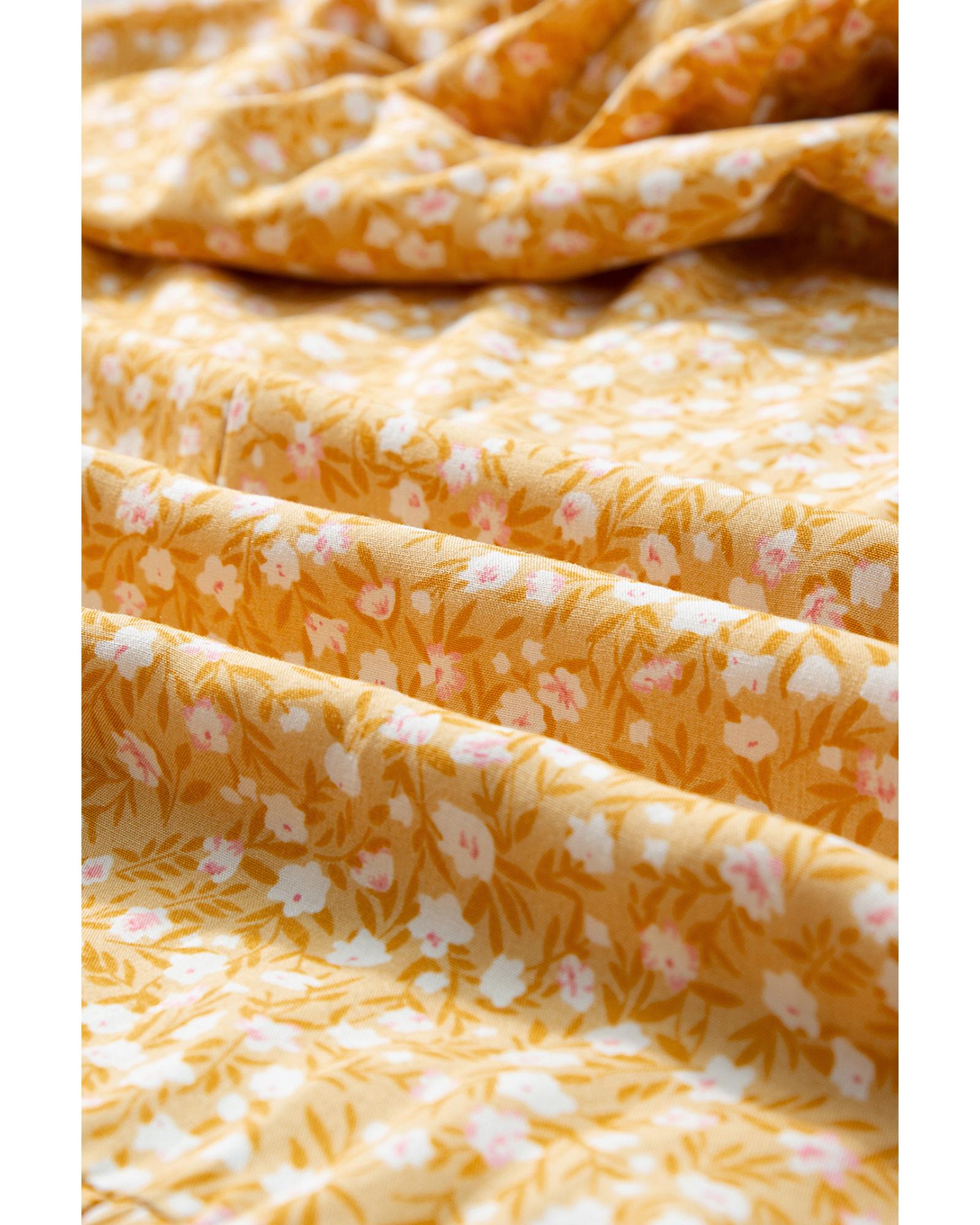 Yellow Frilly Smocked High Waist Floral Maxi Dress - XL 8
