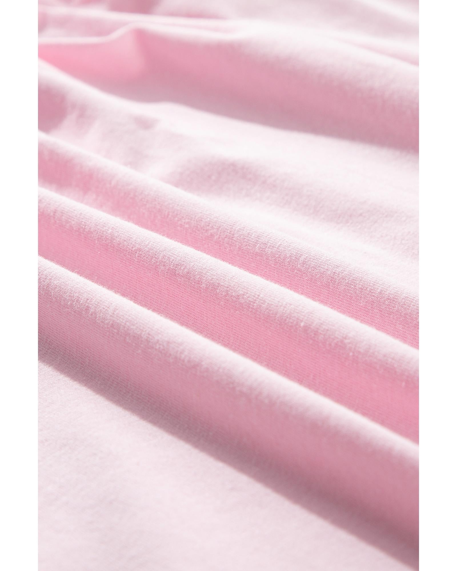 Light Pink Solid Color Pocketed Raw Edge Babydoll Dress - L