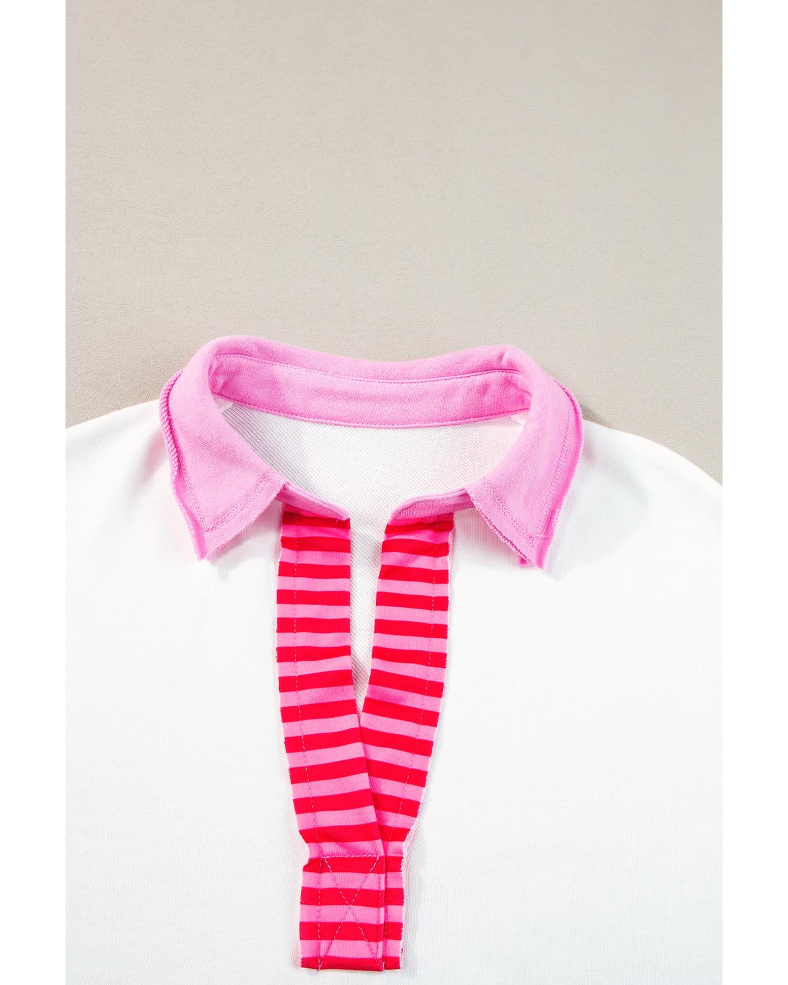 White Stripe Colorblock Patchwork Short Sleeve T Shirt Dress - L 5
