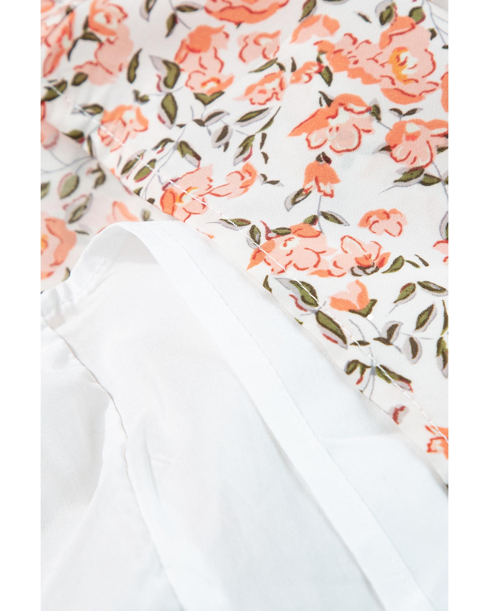 Orange Rose Floral Knotted Straps Tiered Babydoll Dress - L 6