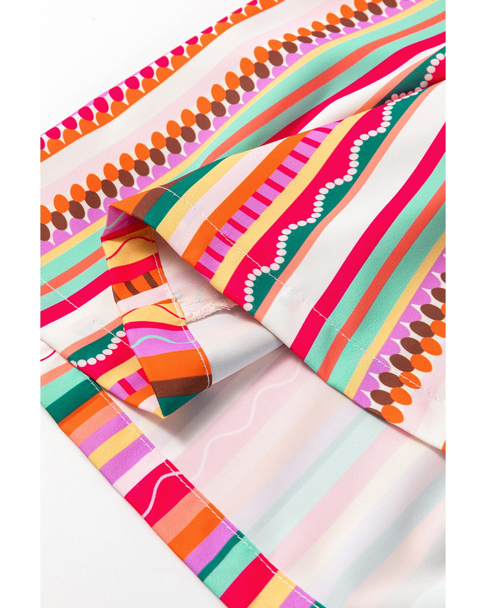 Multicolour Striped Thin Straps Smocked Back Boho Maxi Dress - L 4