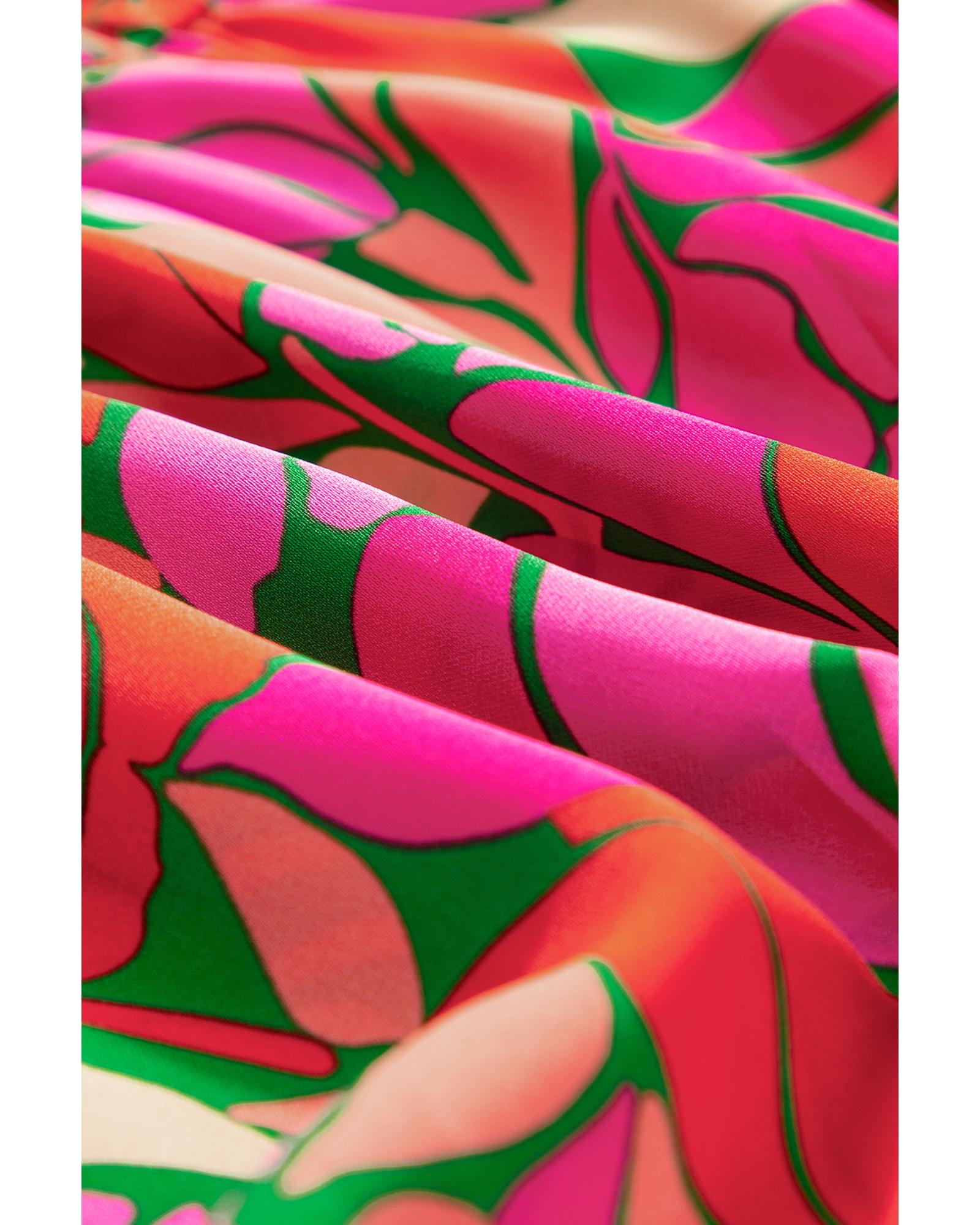 Rose Floral Short Sleeve Smocked Waist Maxi dress - S 5