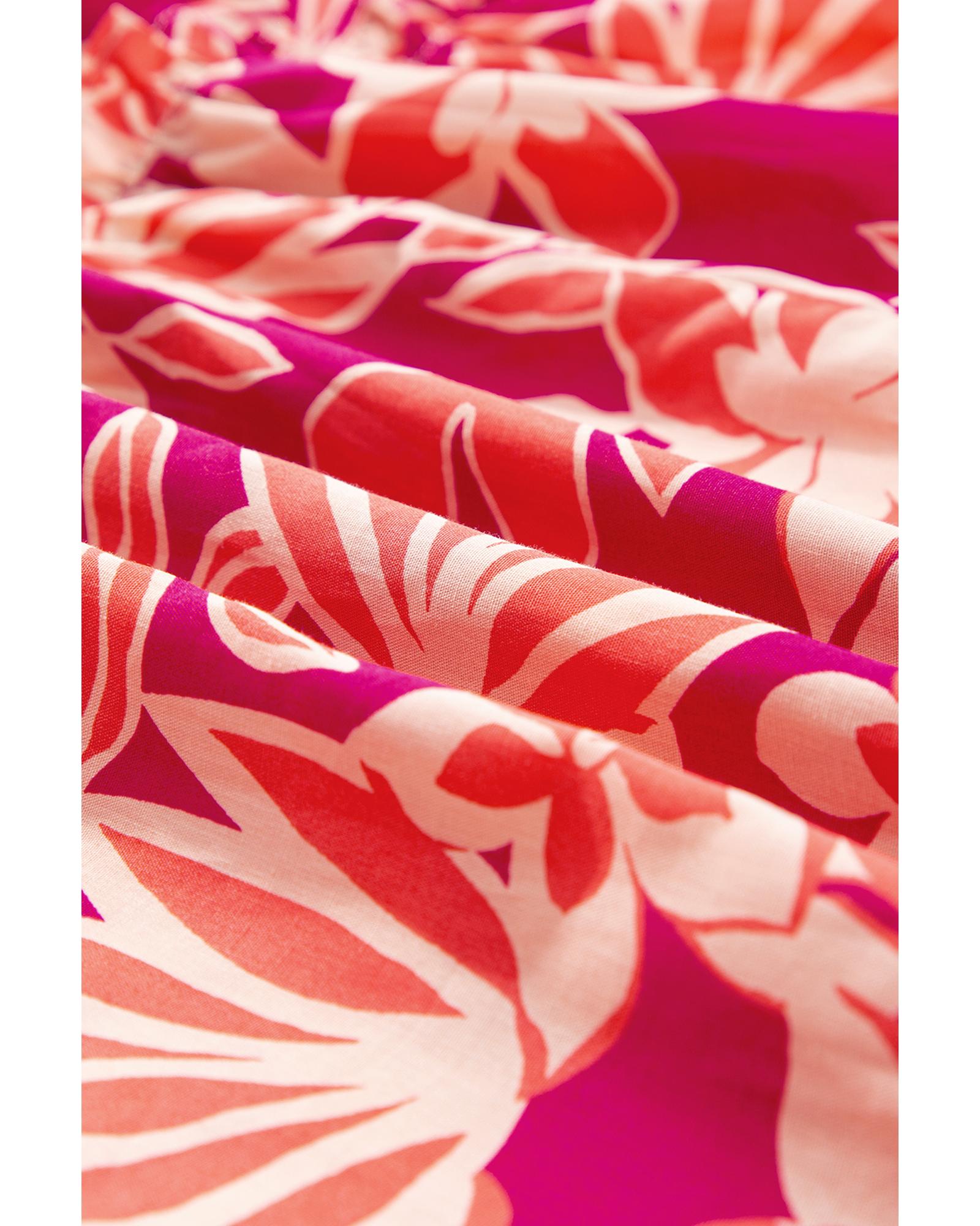 Rose Floral Print Buttoned Smocked High Waist Maxi Dress - L 8