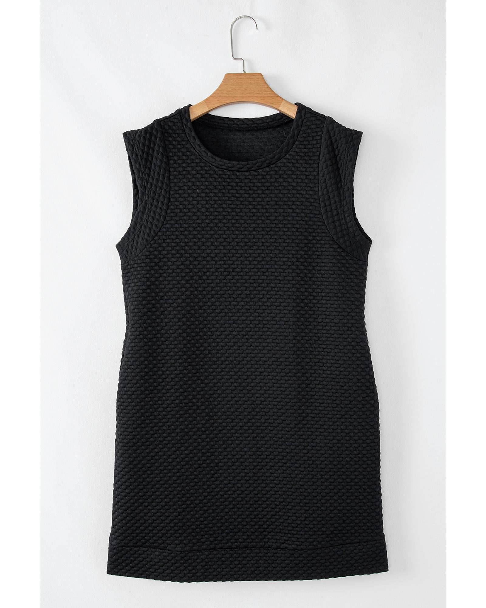 Black Textured Cap Sleeve T-shirt Shift Mini Dress - M 8