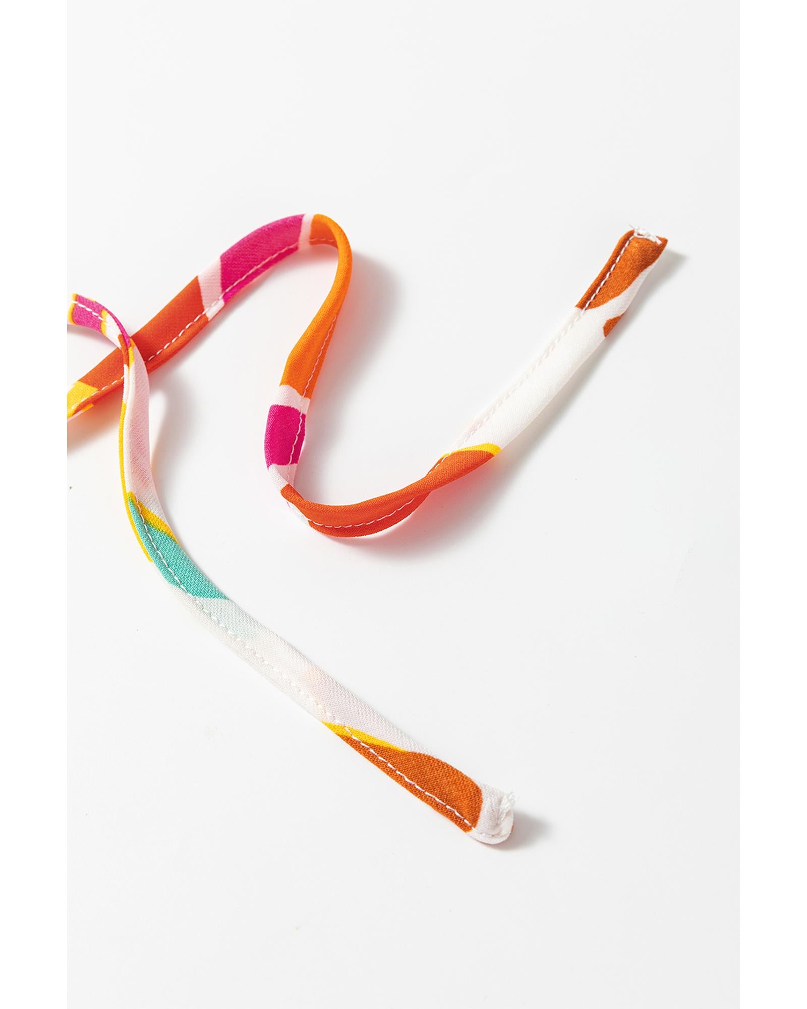 Orange Floral Print Split V Neck Tiered Maxi Dress - S 3