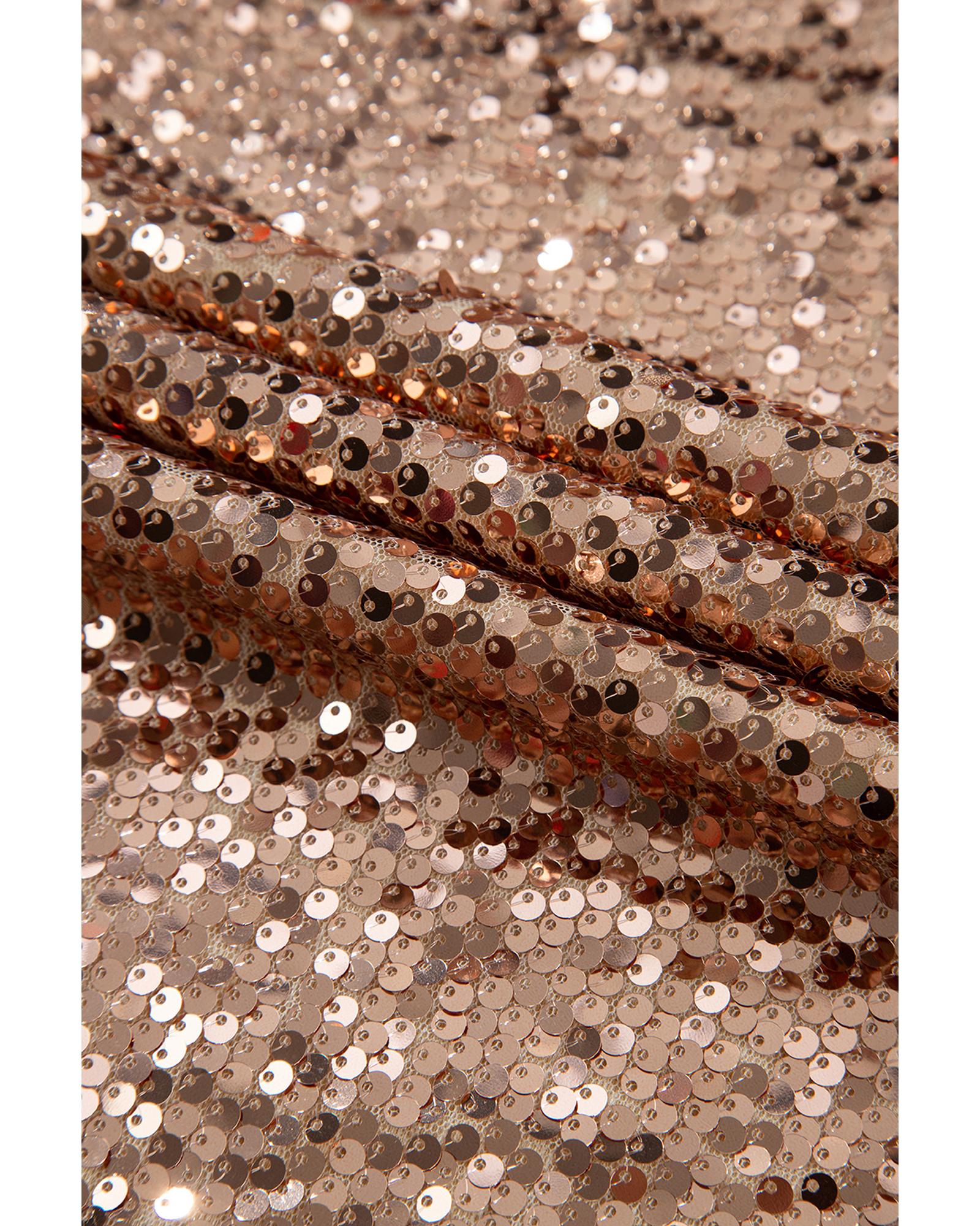 Gold Sequined Long Sleeve Cutout Back Mini Dress - M 7