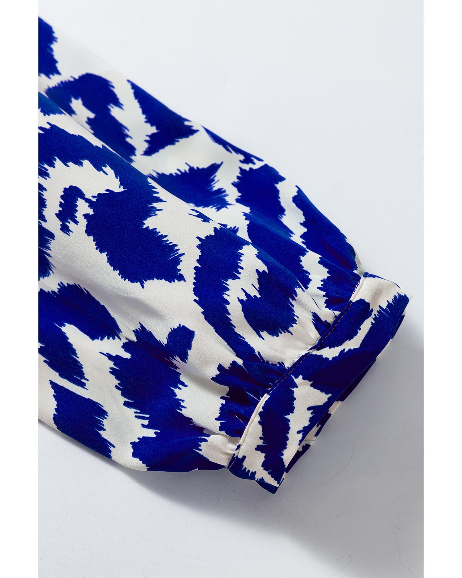 Blue Western Abstract Geometric Printed Maxi Dress - M 4