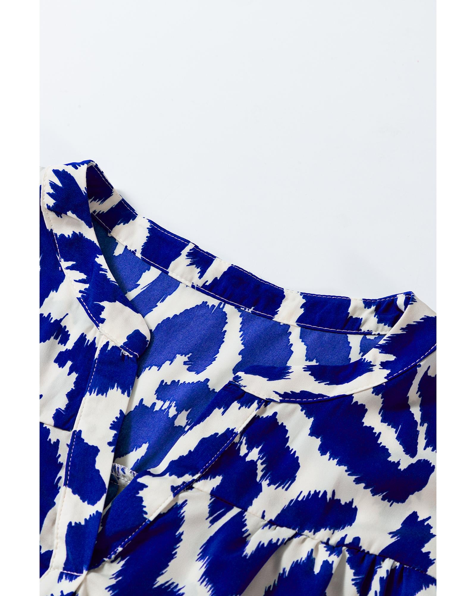 Blue Western Abstract Geometric Printed Maxi Dress - M 5