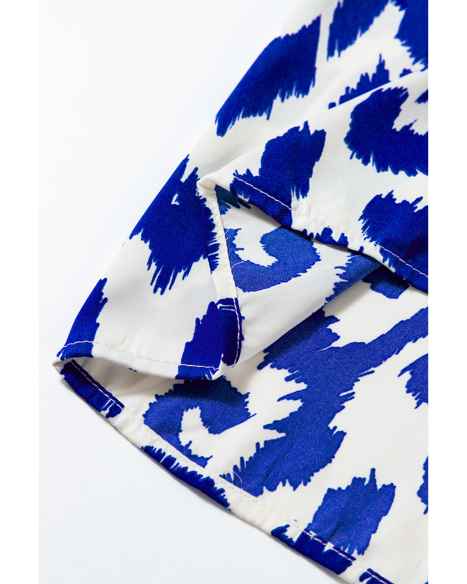 Blue Western Abstract Geometric Printed Maxi Dress - S 3