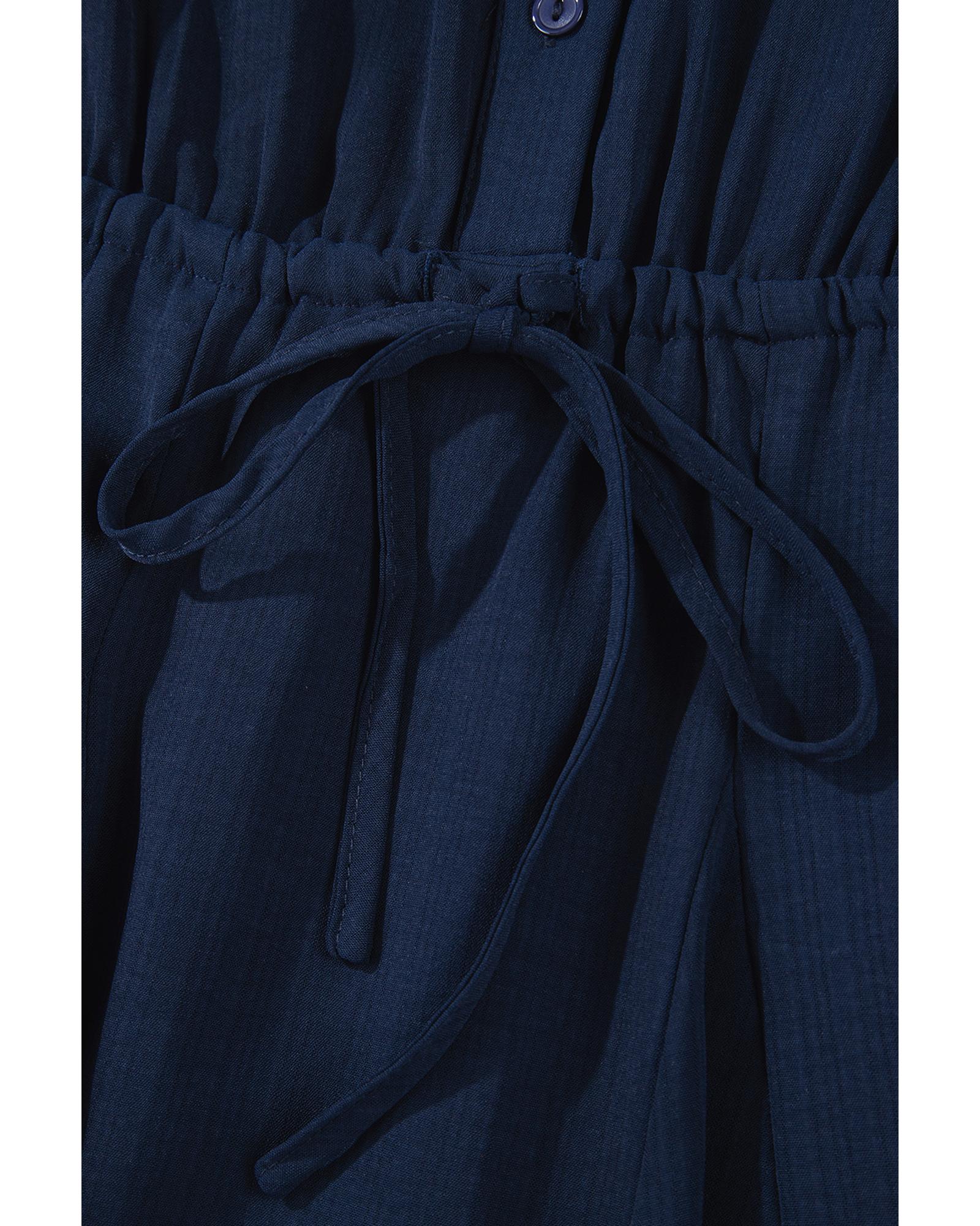 Navy Blue Solid Chest Pockets Tunic Shirt Mini Dress - L 6