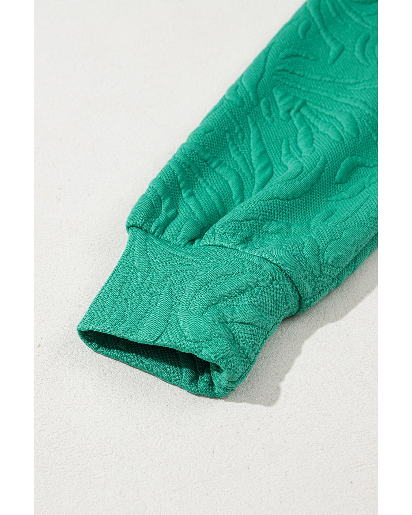 Sea Green Jacquard Textured Quarter Zipper Shift Mini Dress - M 3