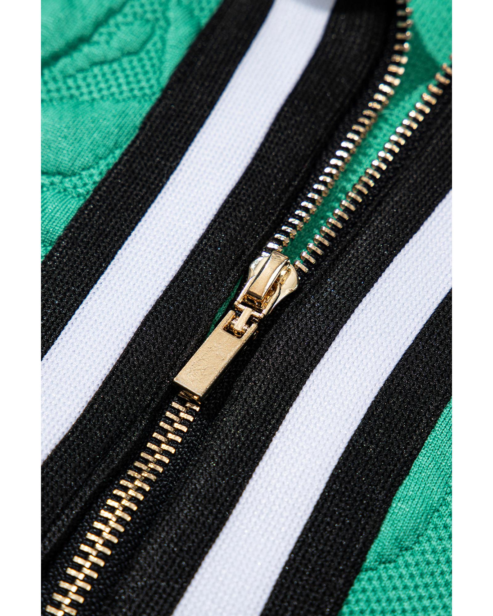 Sea Green Jacquard Textured Quarter Zipper Shift Mini Dress - S 7