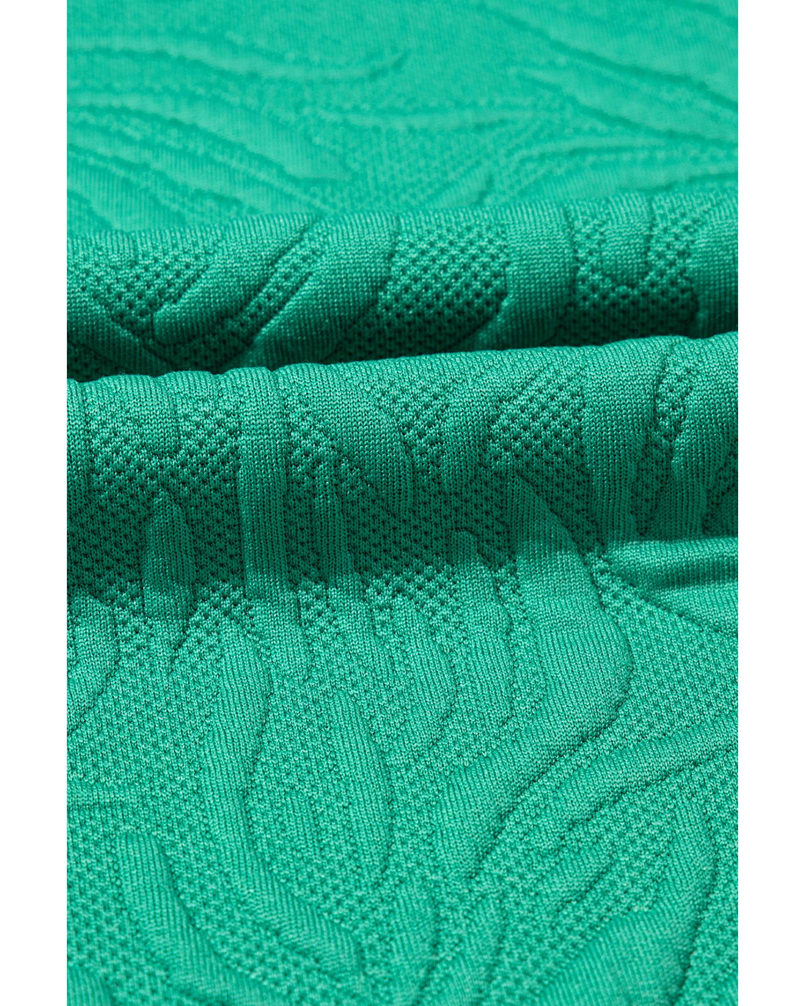 Sea Green Jacquard Textured Quarter Zipper Shift Mini Dress - S 8