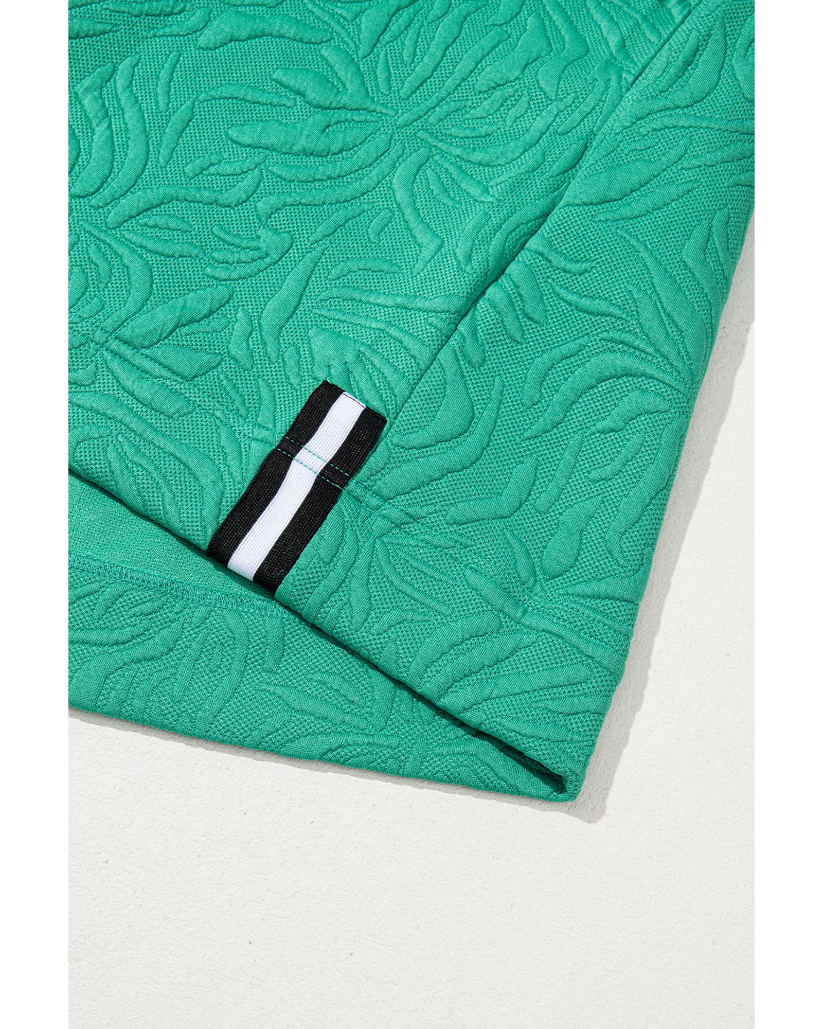 Sea Green Jacquard Textured Quarter Zipper Shift Mini Dress - S 10