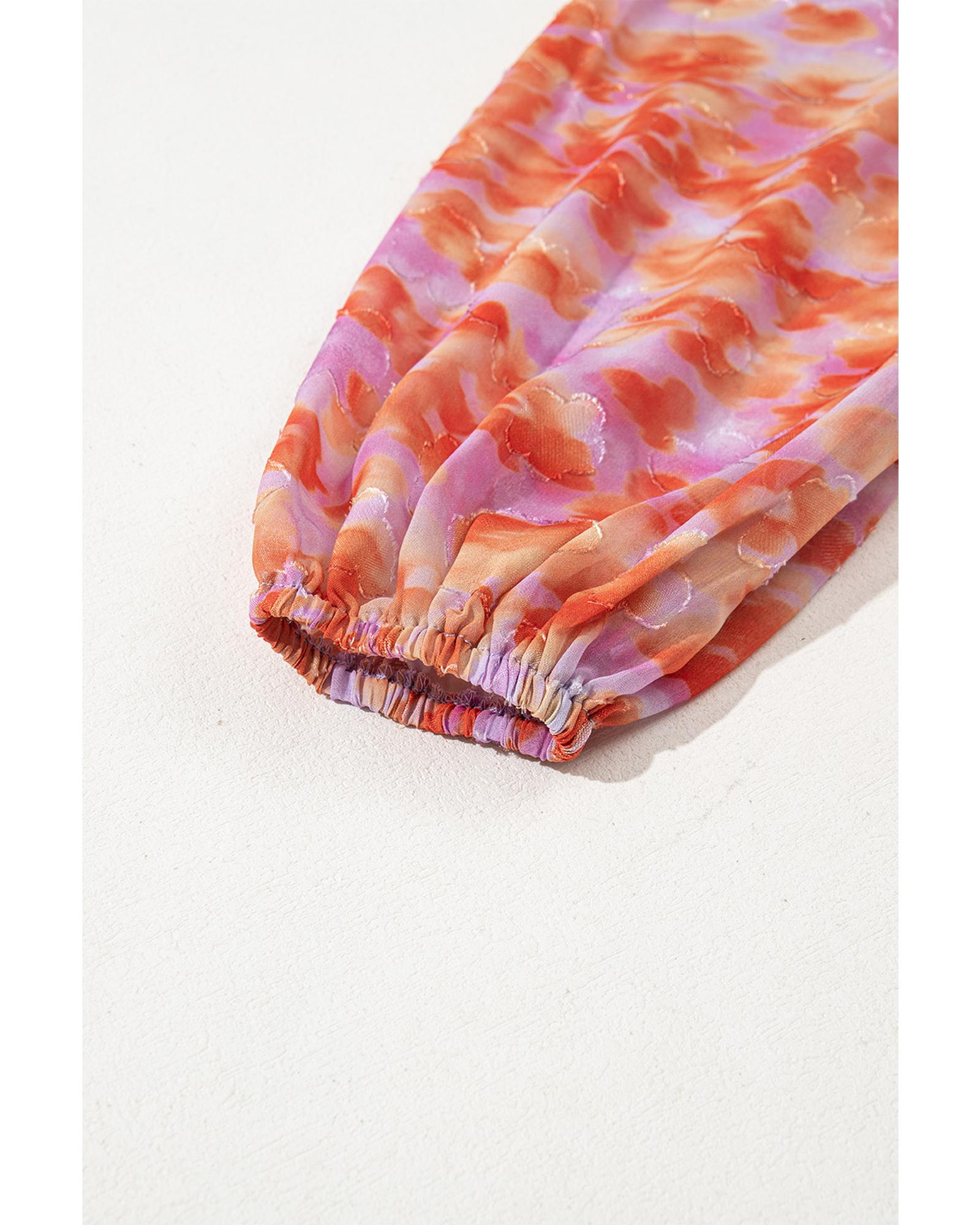 Rose Floral Print Square Neck High Waist Mini Dress - M 5