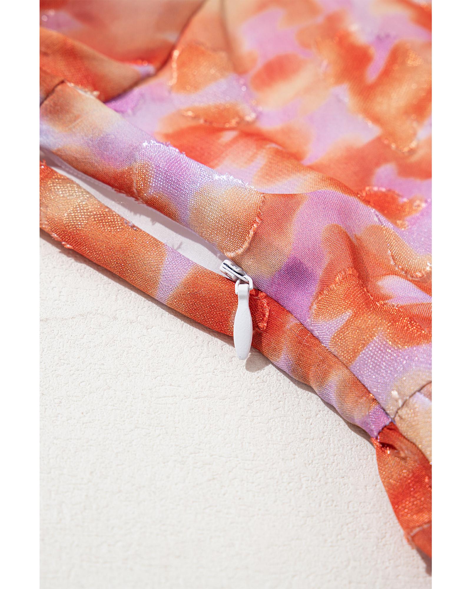 Rose Floral Print Square Neck High Waist Mini Dress - S 6