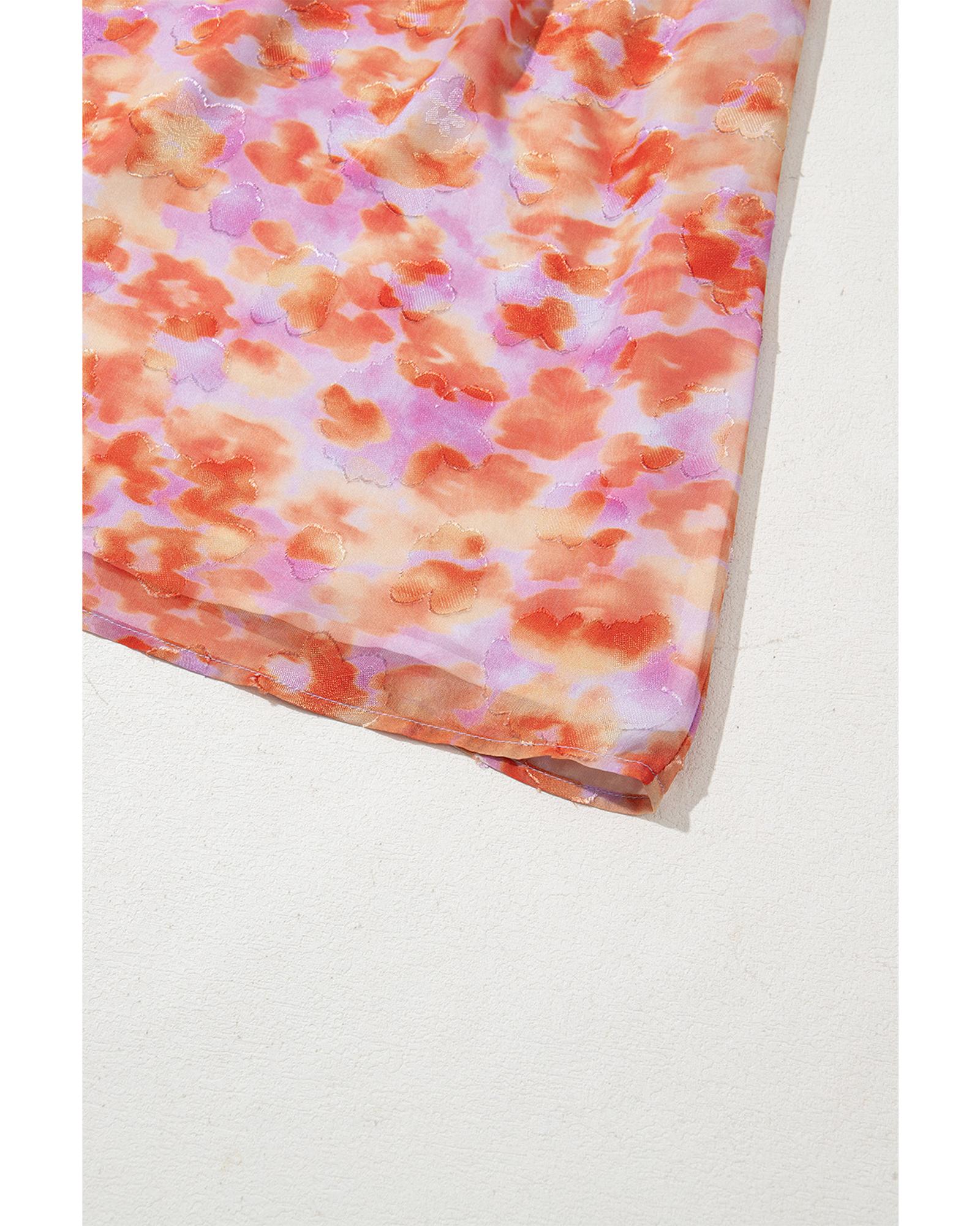 Rose Floral Print Square Neck High Waist Mini Dress - S 7