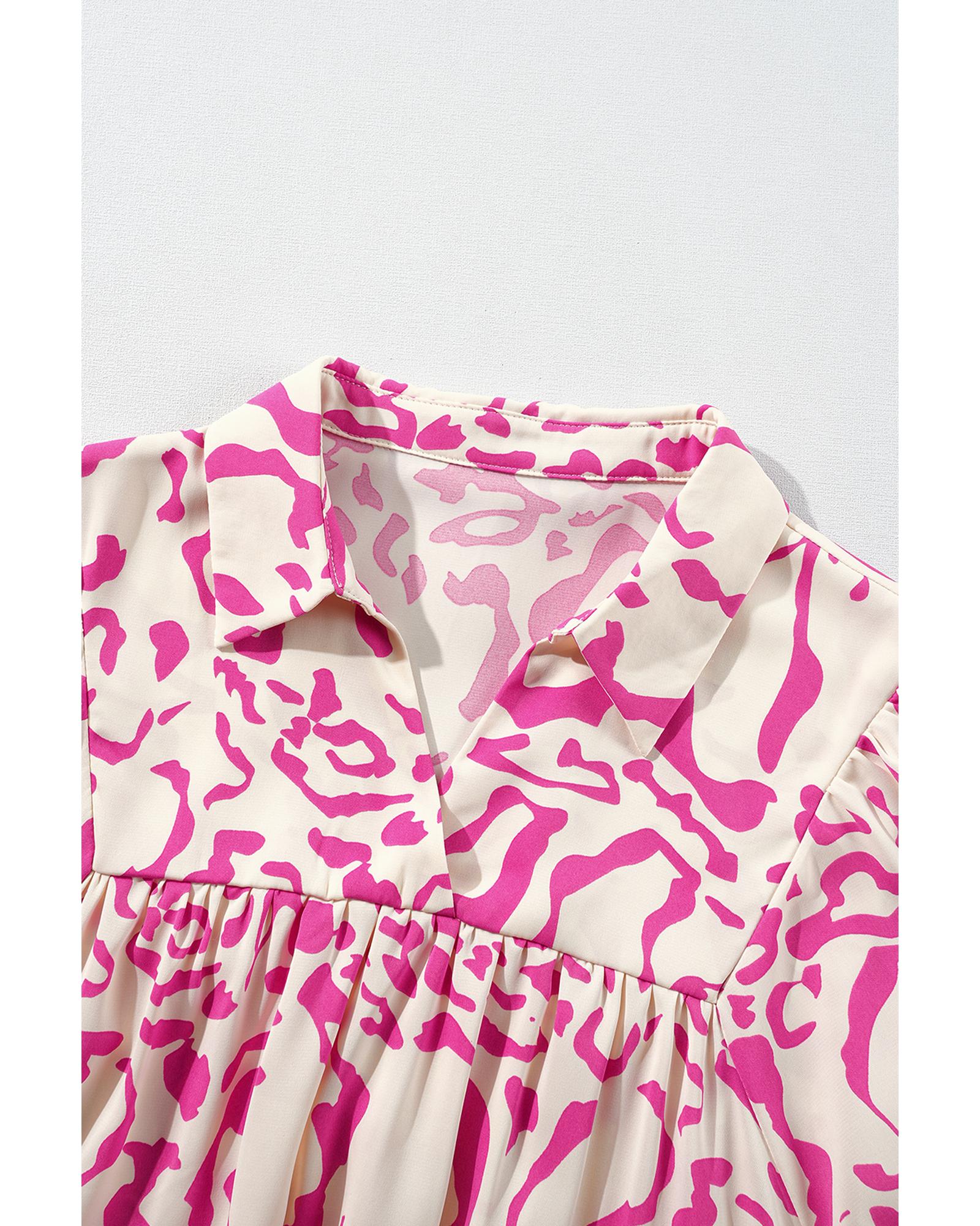 Pink Leopard Print Loose Fit Babydoll Mini Dress - M 7