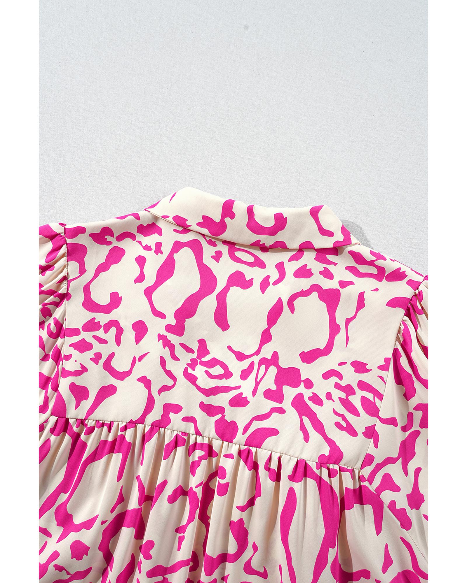 Pink Leopard Print Loose Fit Babydoll Mini Dress - XL 3