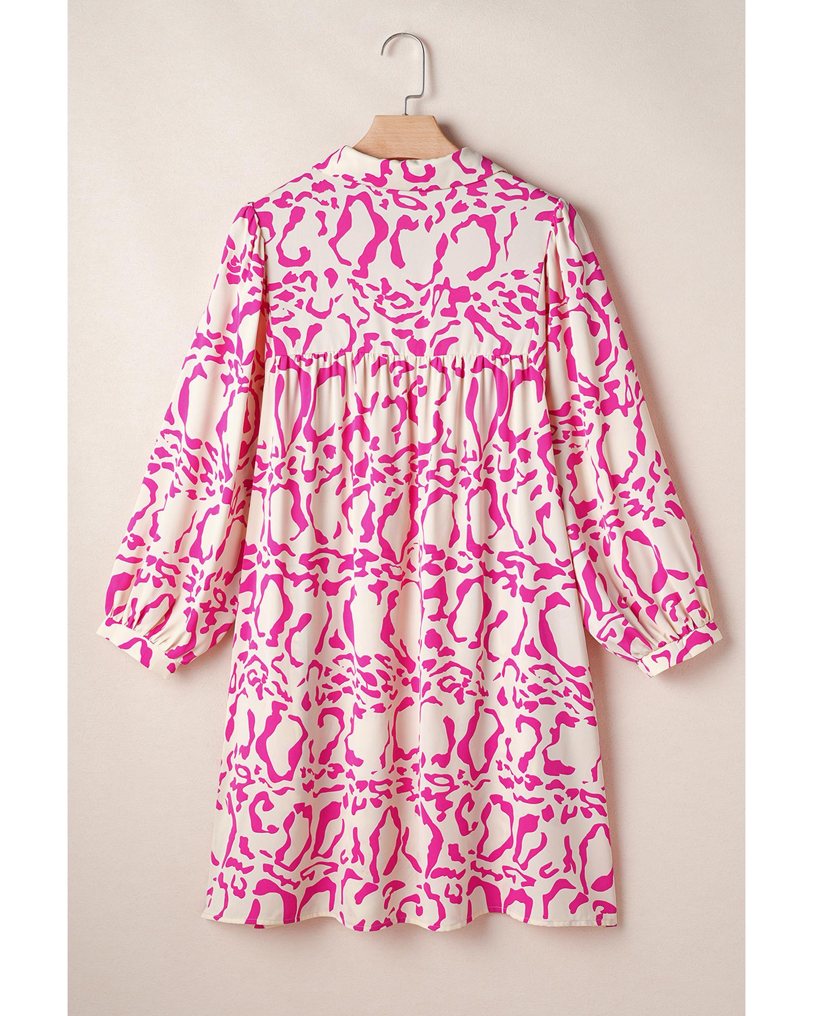 Pink Leopard Print Loose Fit Babydoll Mini Dress - XL 5