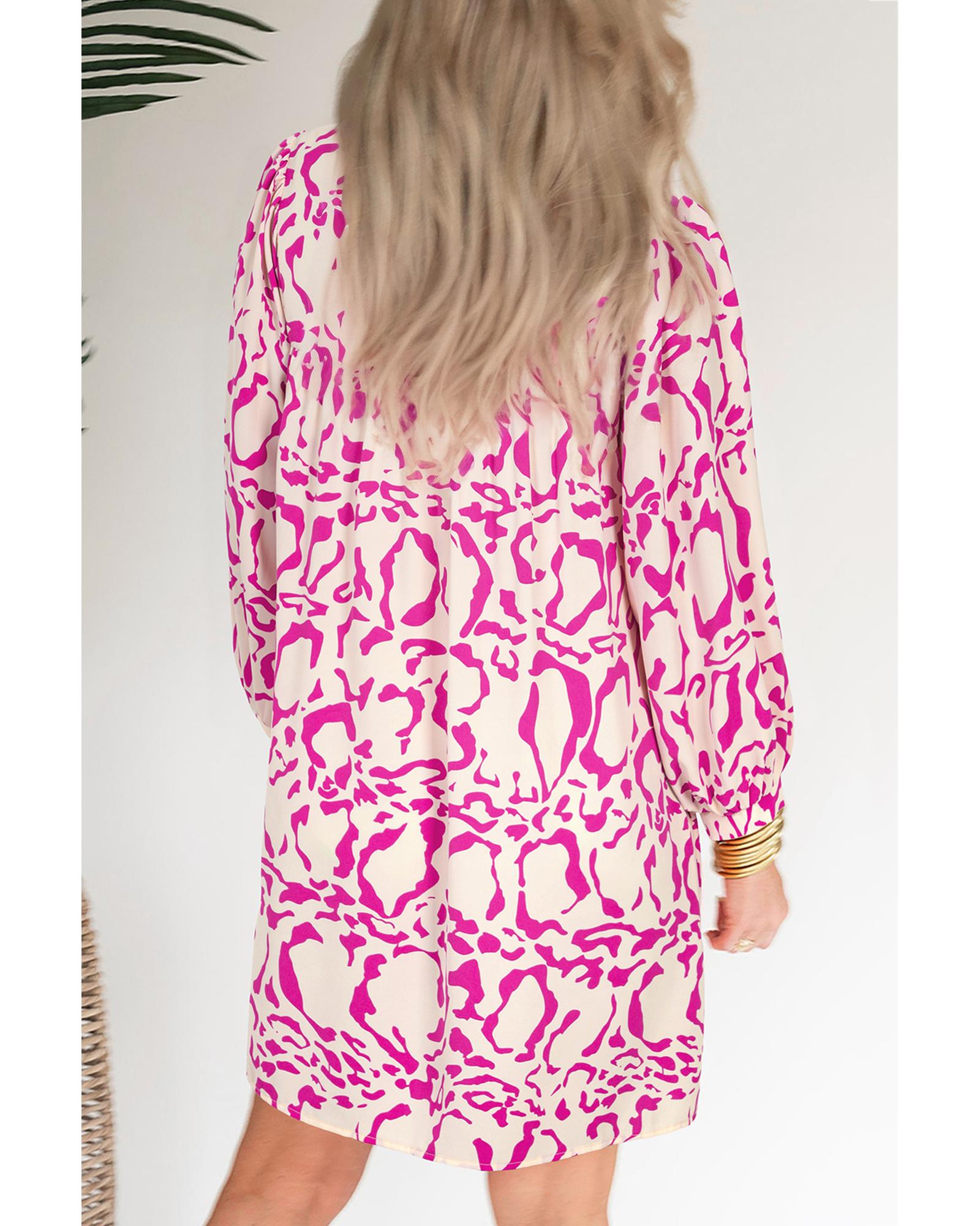 Pink Leopard Print Loose Fit Babydoll Mini Dress - XL 6