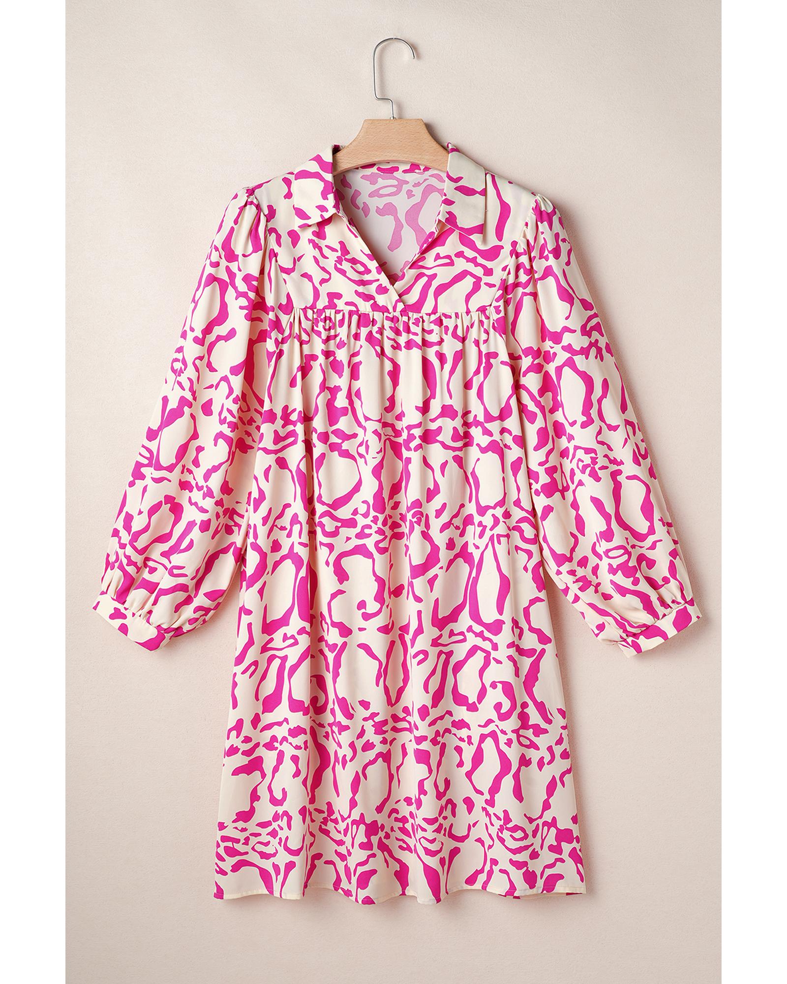 Pink Leopard Print Loose Fit Babydoll Mini Dress - XL 8