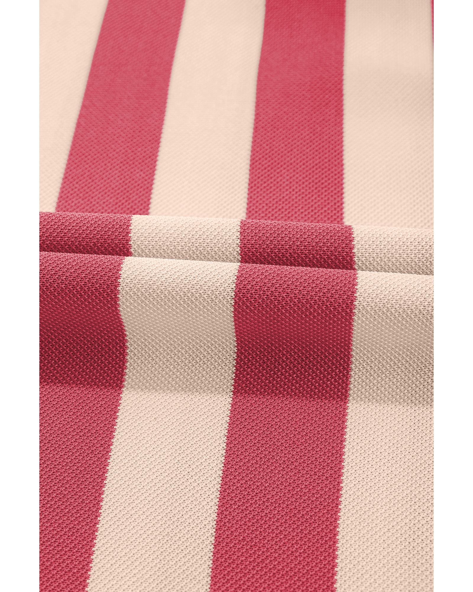 Pink Stripe Collared V Neck Long Sleeve Loose Casual Dress - M 3