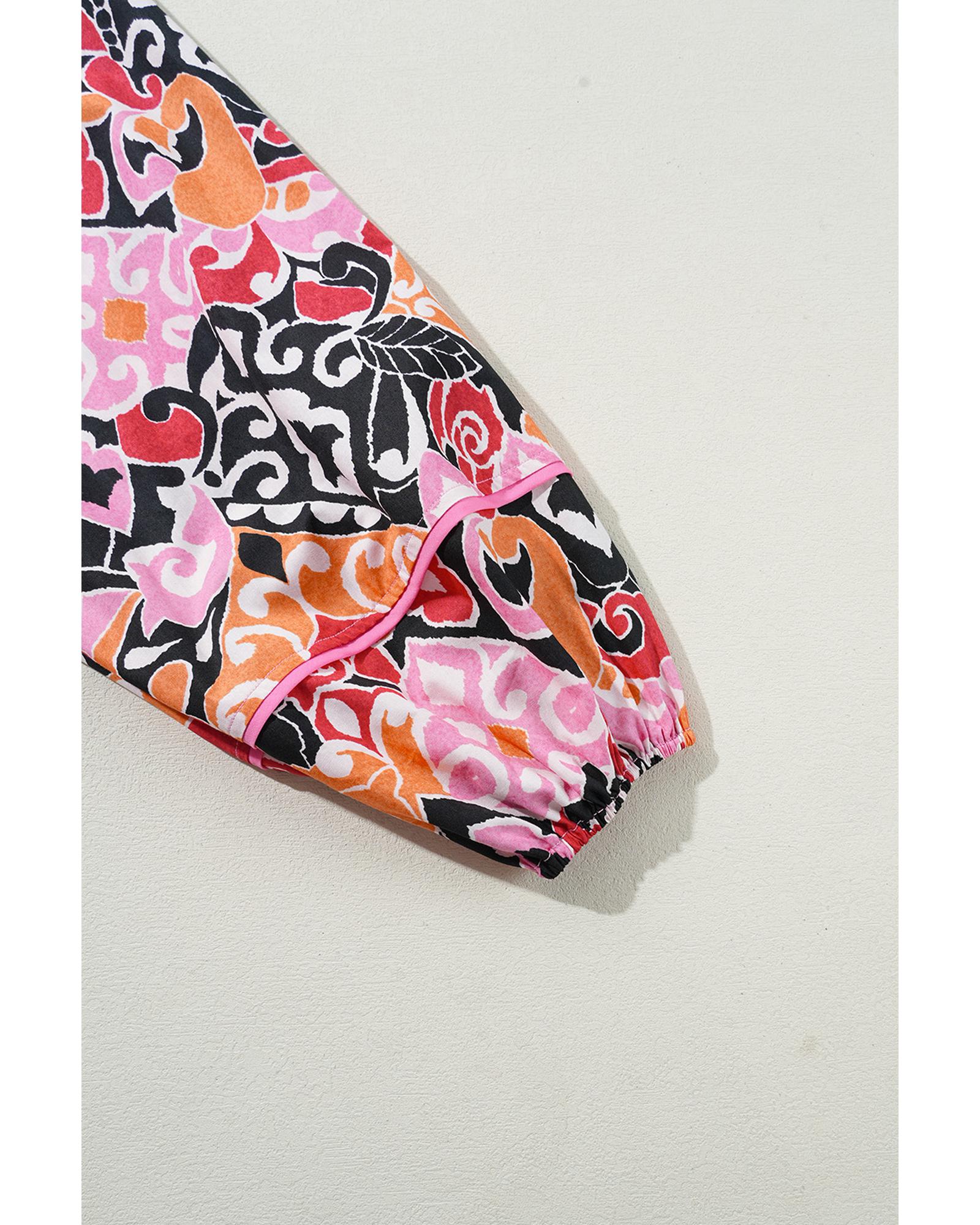 Pink Bohemian Square Neck Puff Sleeve Mini Dress - S 7