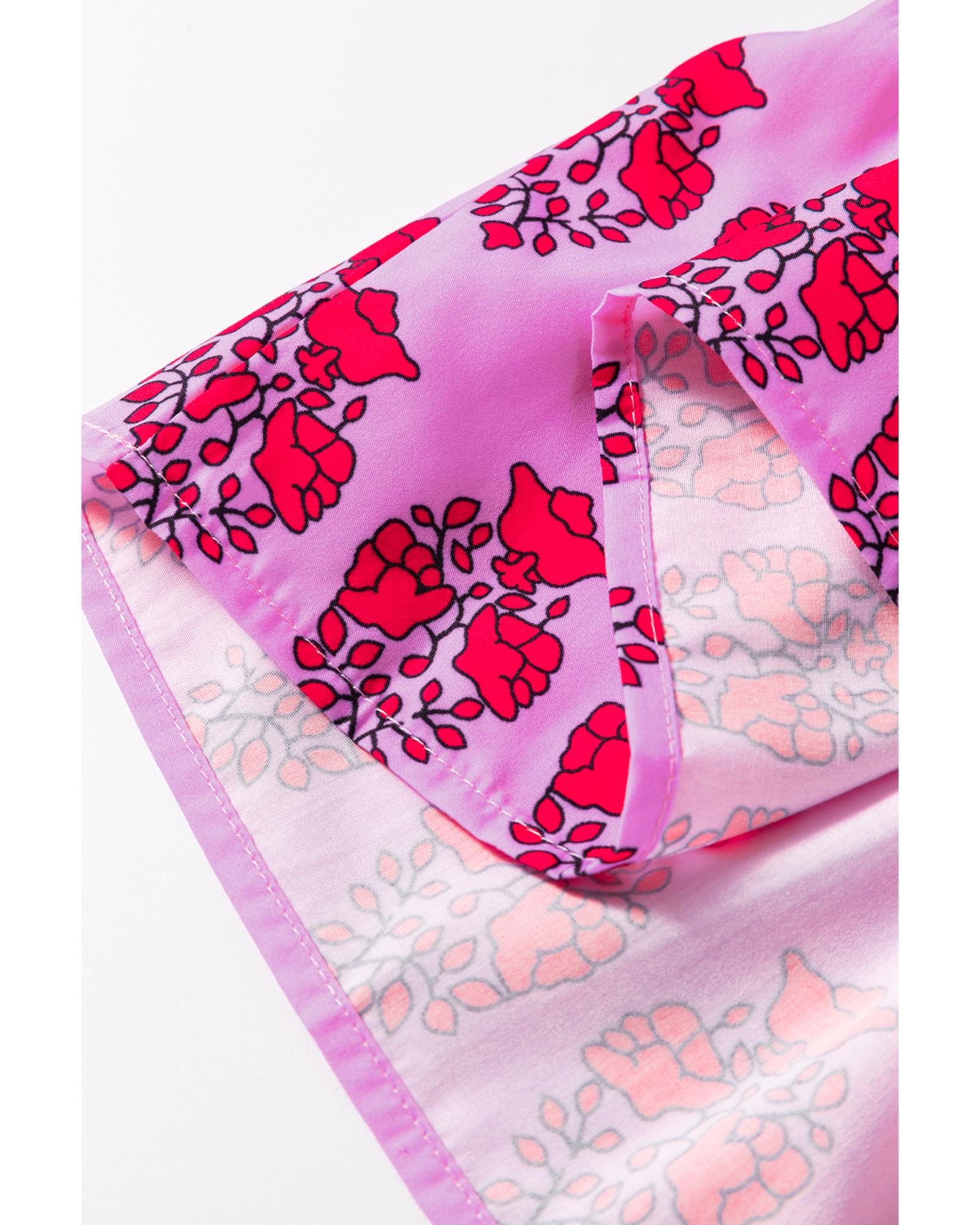 Sachet Pink Floral Print Multi Buttons Collared Short Sleeve Flowy Dress - S 7