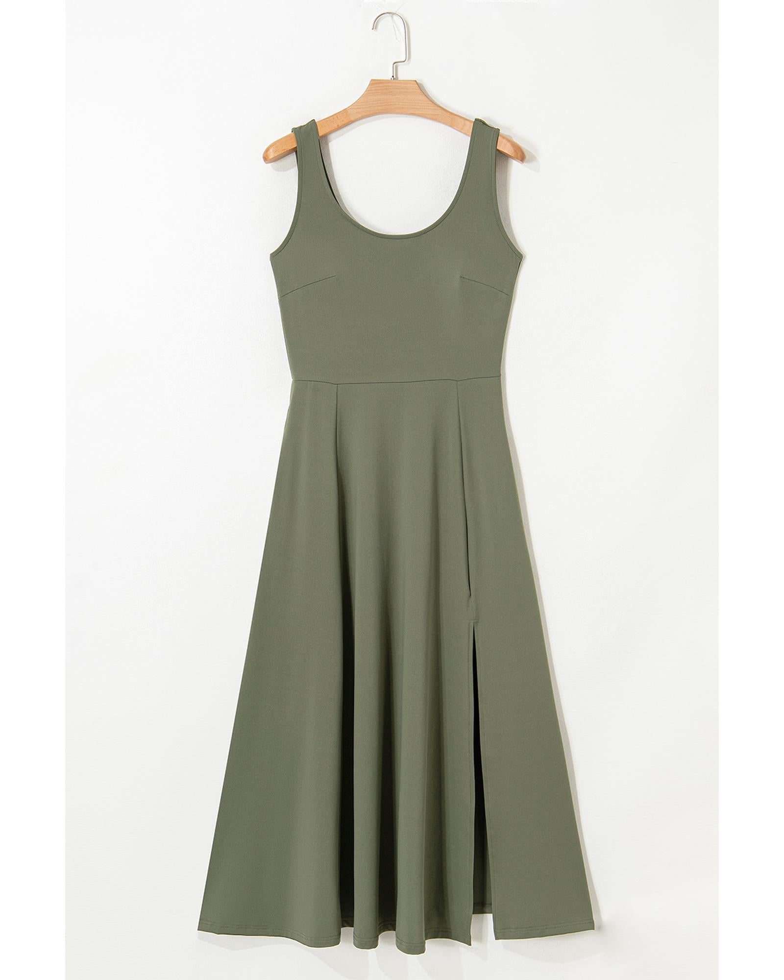 Four Leaf Clover Sleeveless Scoop Neck Flared Split Midi Dress - S 3