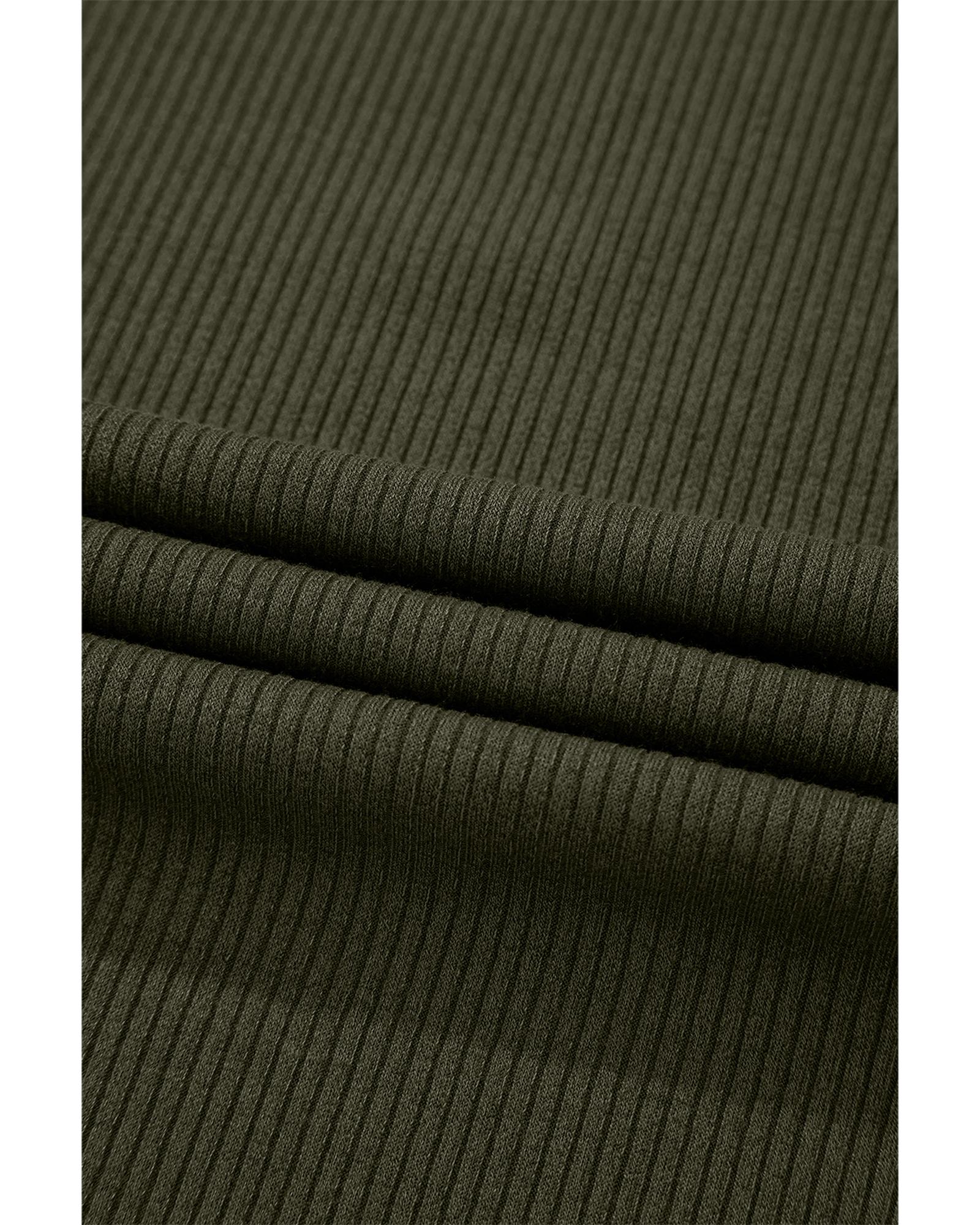 Jungle Green Ribbed Side Slit Ruched Slim Fit Long Sleeve Mini Dress - L 8