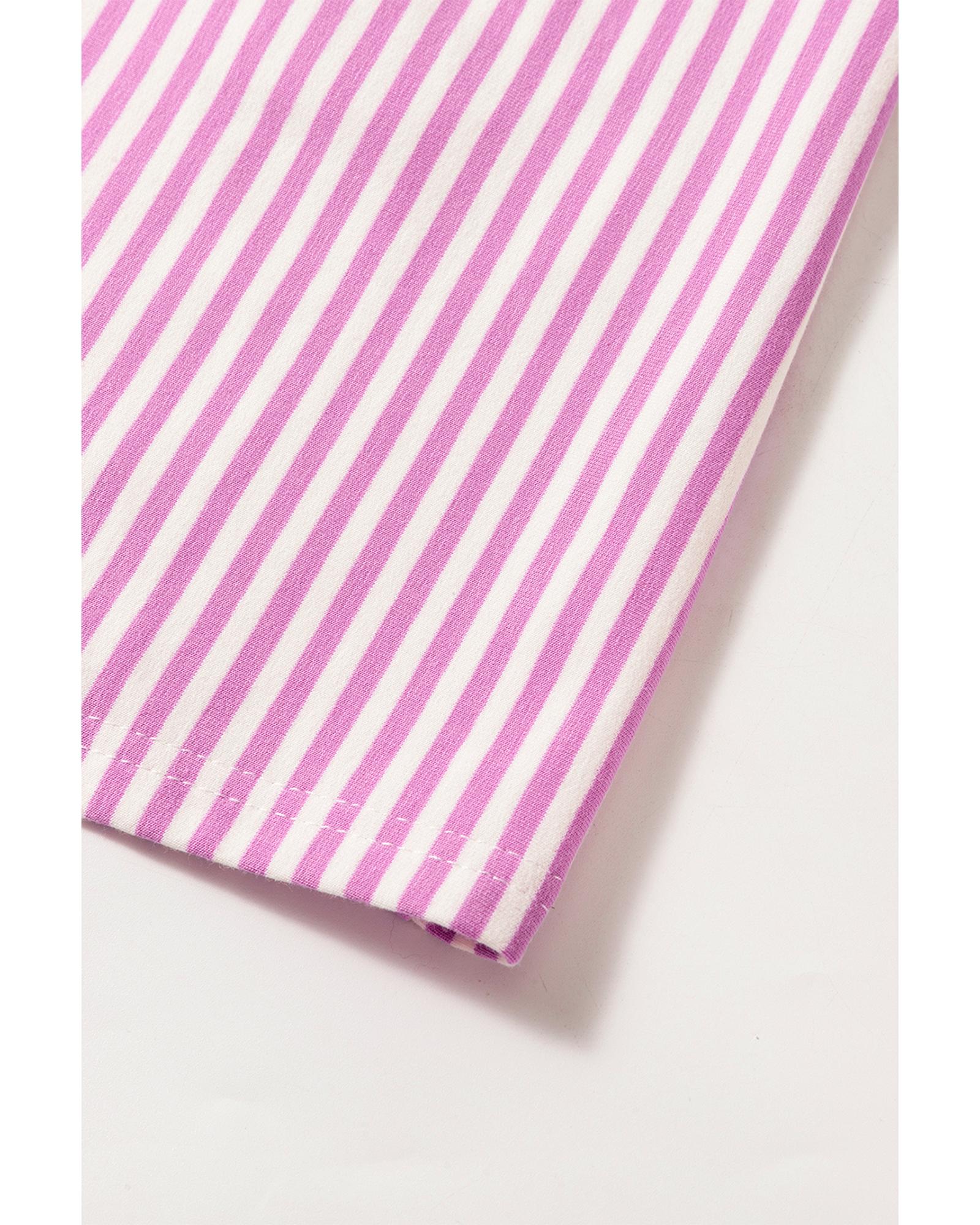 Phalaenopsis Striped Patchwork Three Quarters Sleeve Loose Mini Dress - L 4