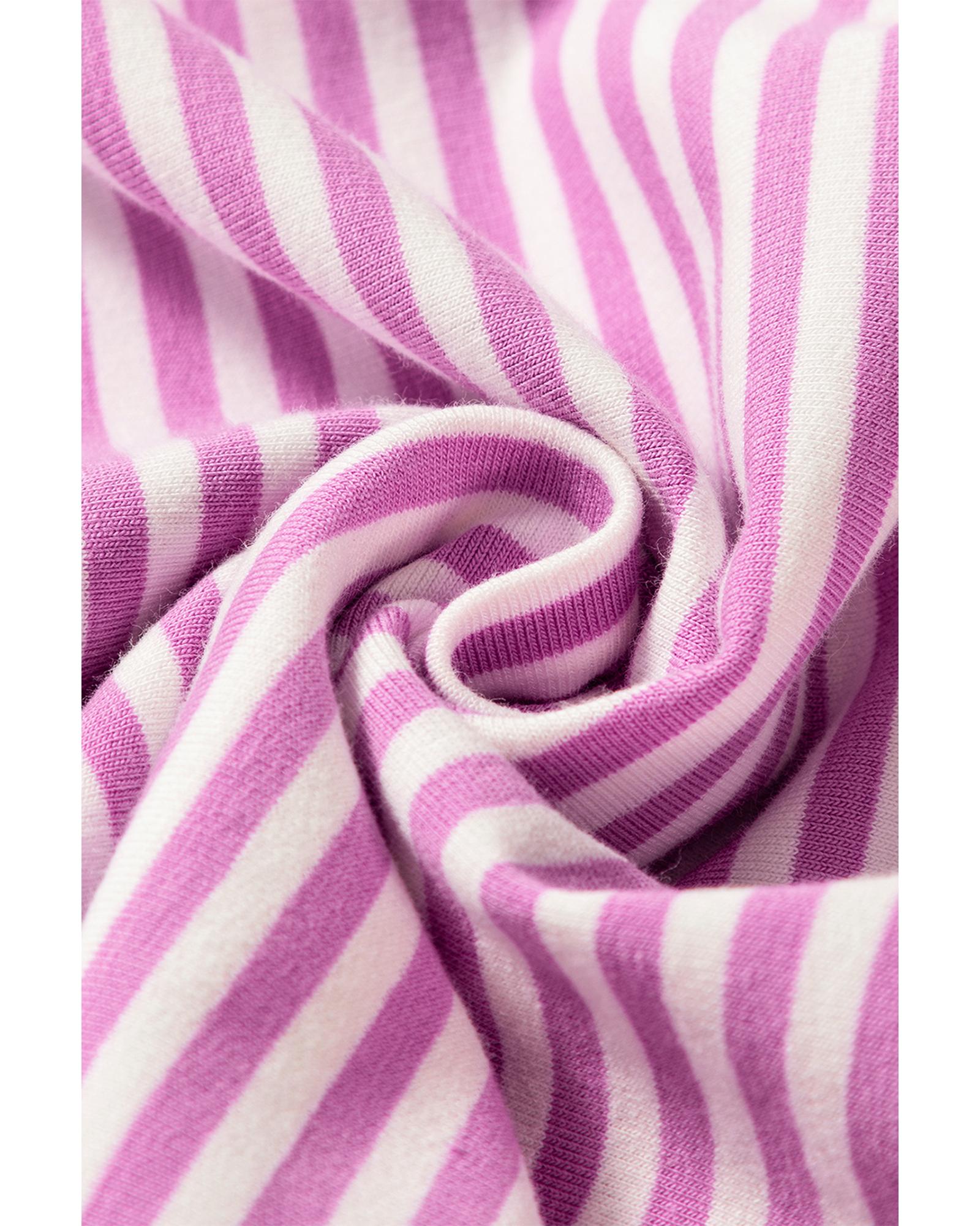 Phalaenopsis Striped Patchwork Three Quarters Sleeve Loose Mini Dress - S