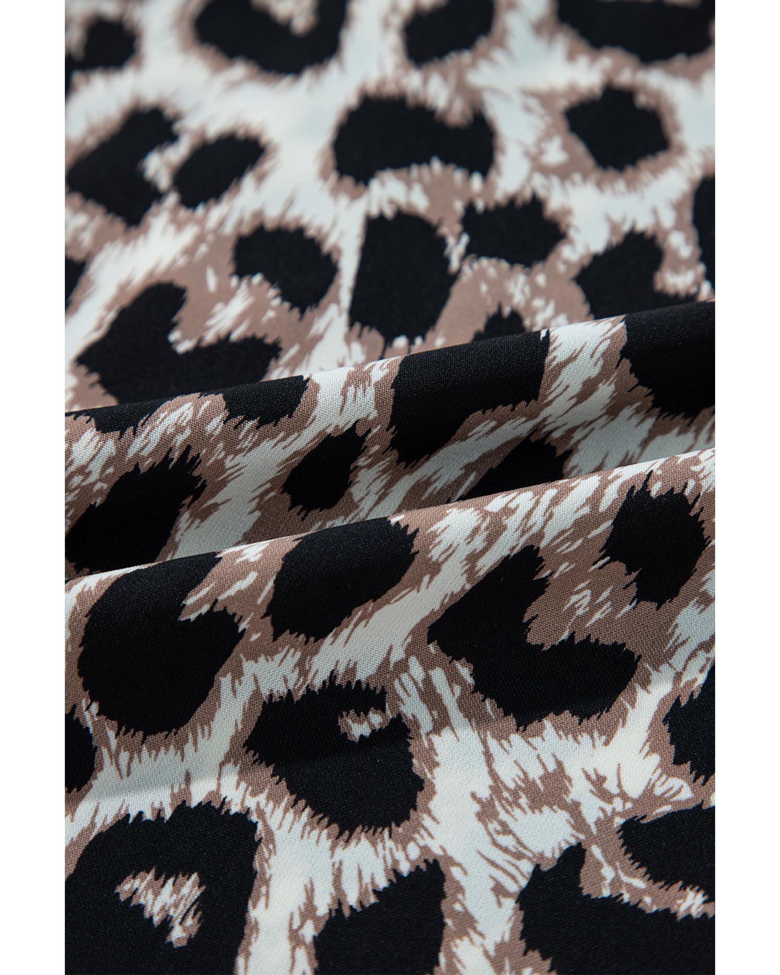 Khaki Cheetah Print Backless V Neck Loose Fit Mini Dress - L 7