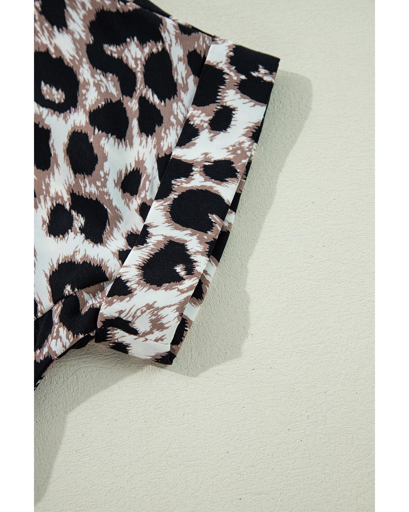 Khaki Cheetah Print Backless V Neck Loose Fit Mini Dress - S 3