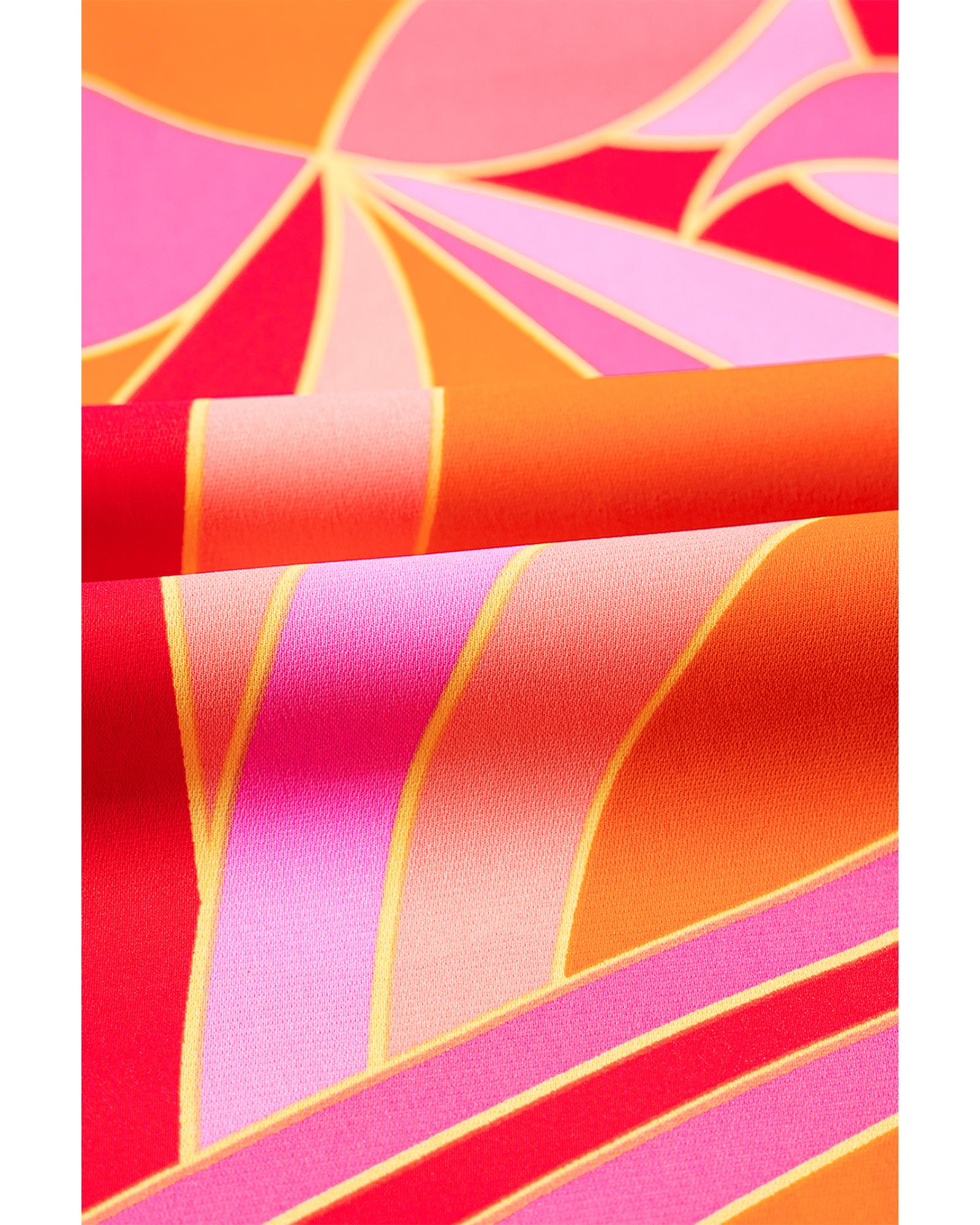 Rose Abstract Printed High Neck Knotted Nape Sleeveless Maxi Dress - L