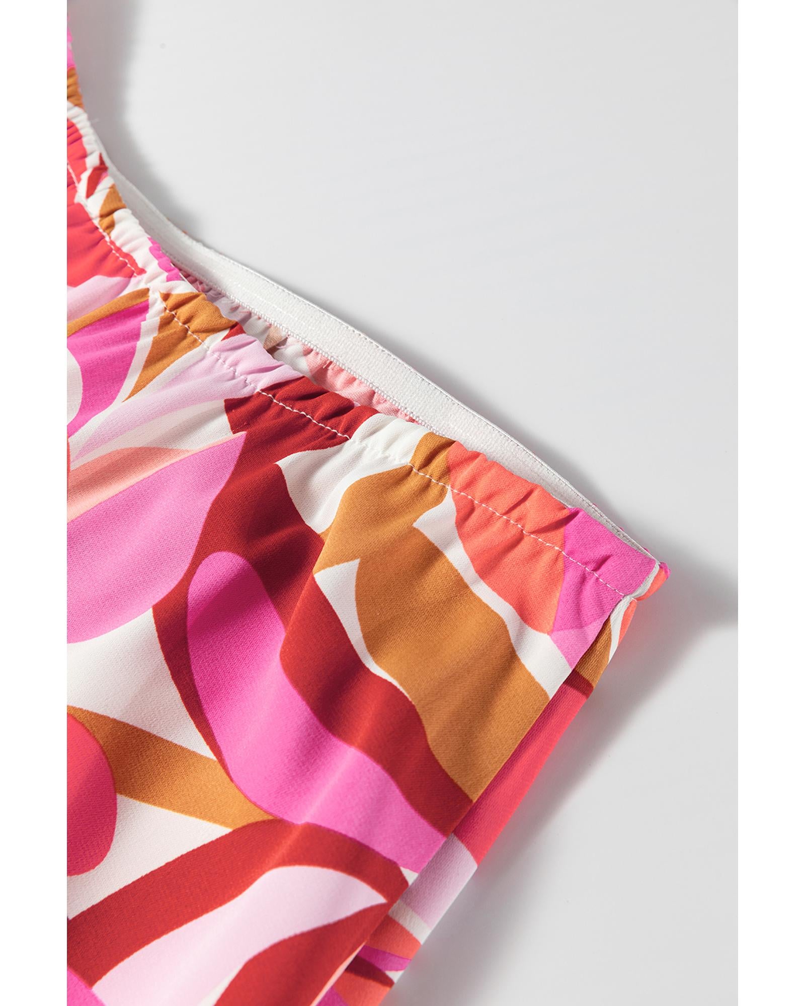 Rose Floral High Low Bandeau Vacay Dress - M 5