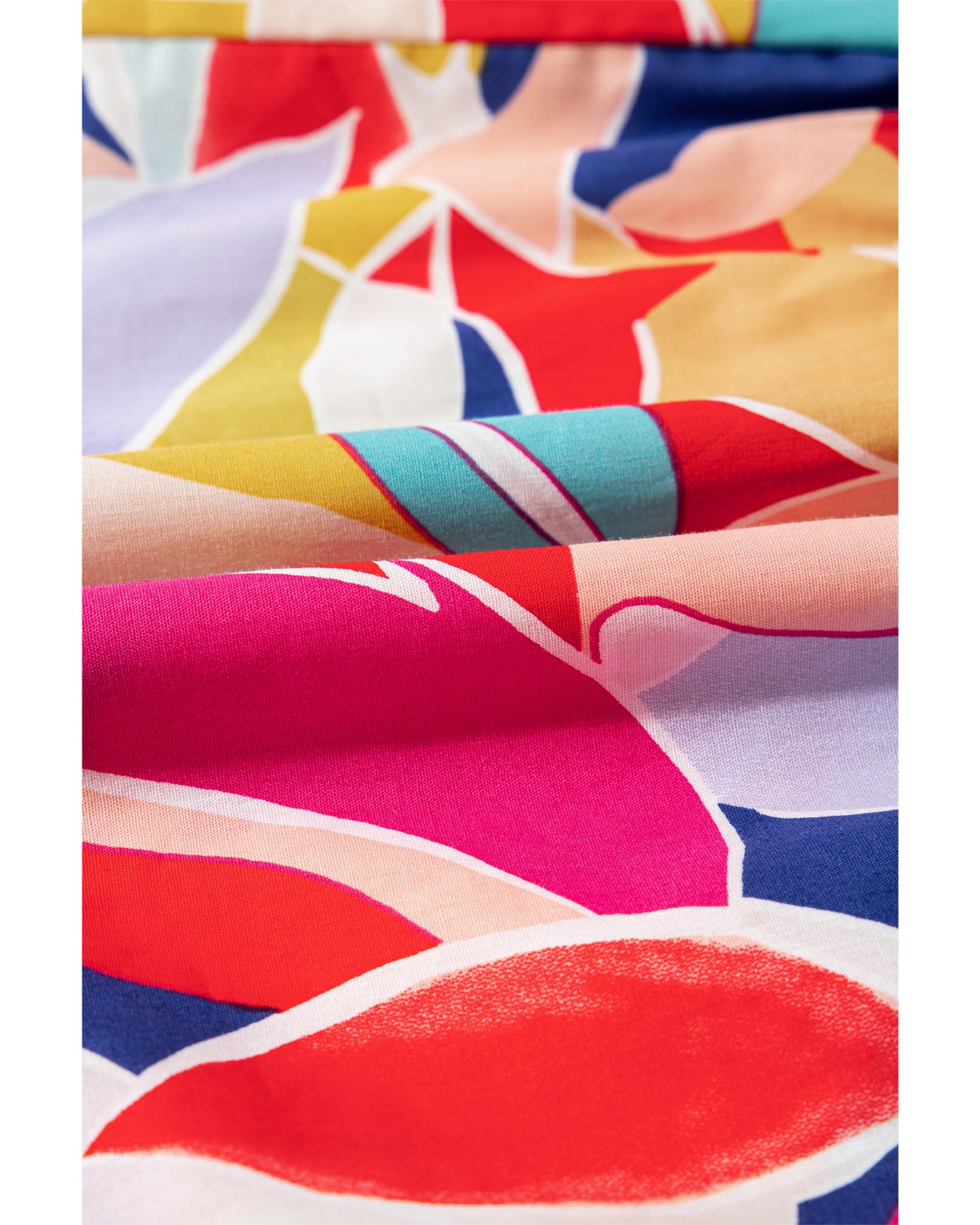 Pink Abstract Printed Ruffled Flutter Sleeve Tiered Mini Dress - XL 7