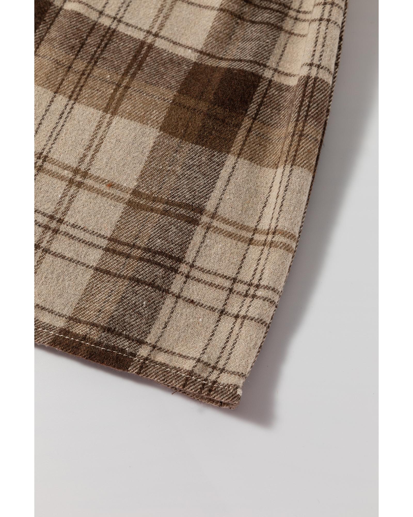 Beige Plaid Patchwork High Waist Sweatshirt Mini Dress - S 8