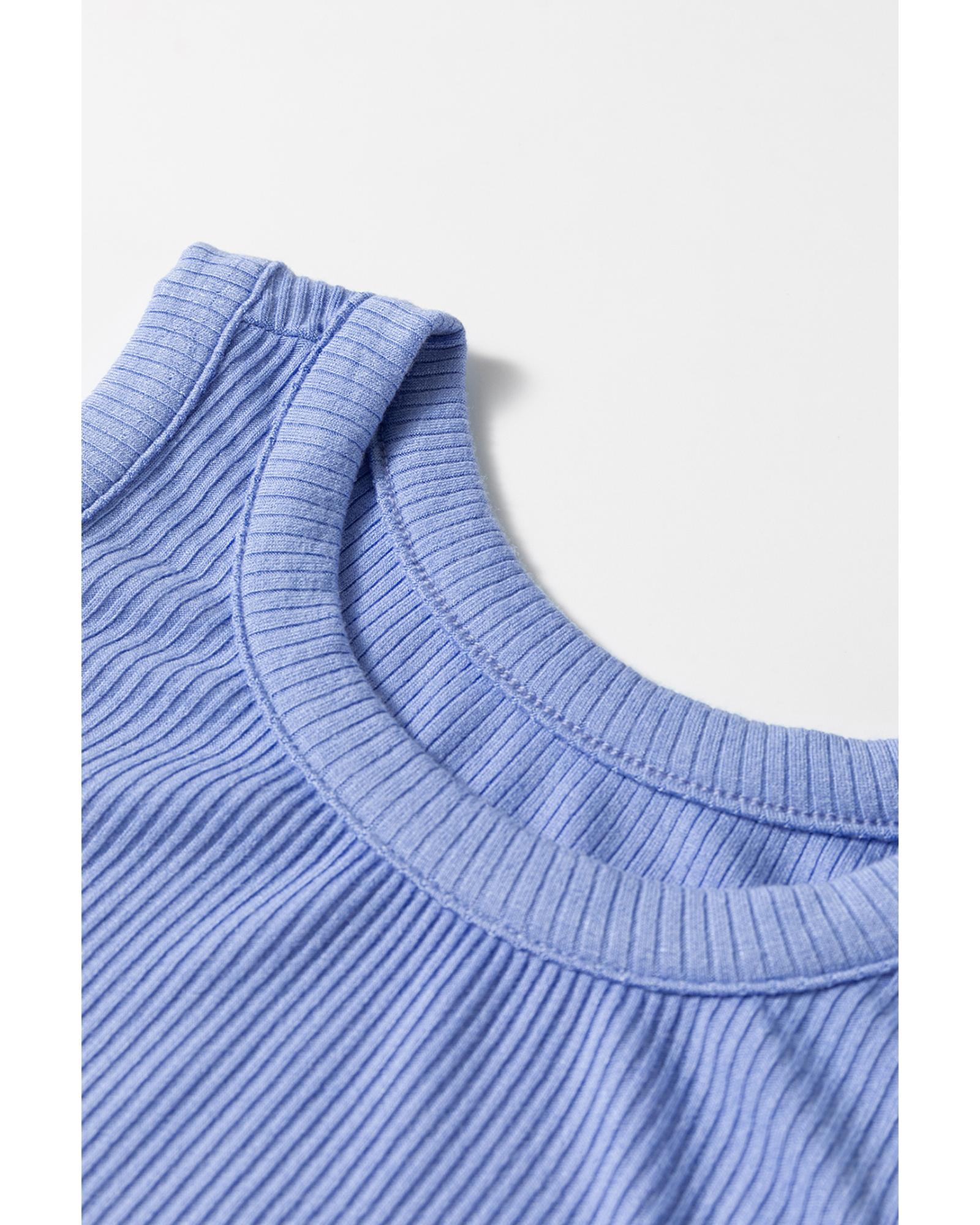 Myosotis Ribbed Vest Patchwork Tiered Midi Dress with Pockets - L 7