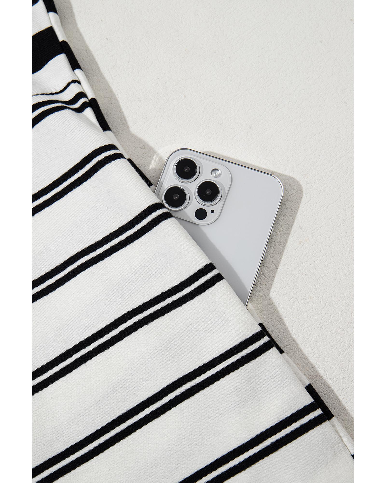 Black Stripe Half Placket Polo T Shirt Dress - S 5
