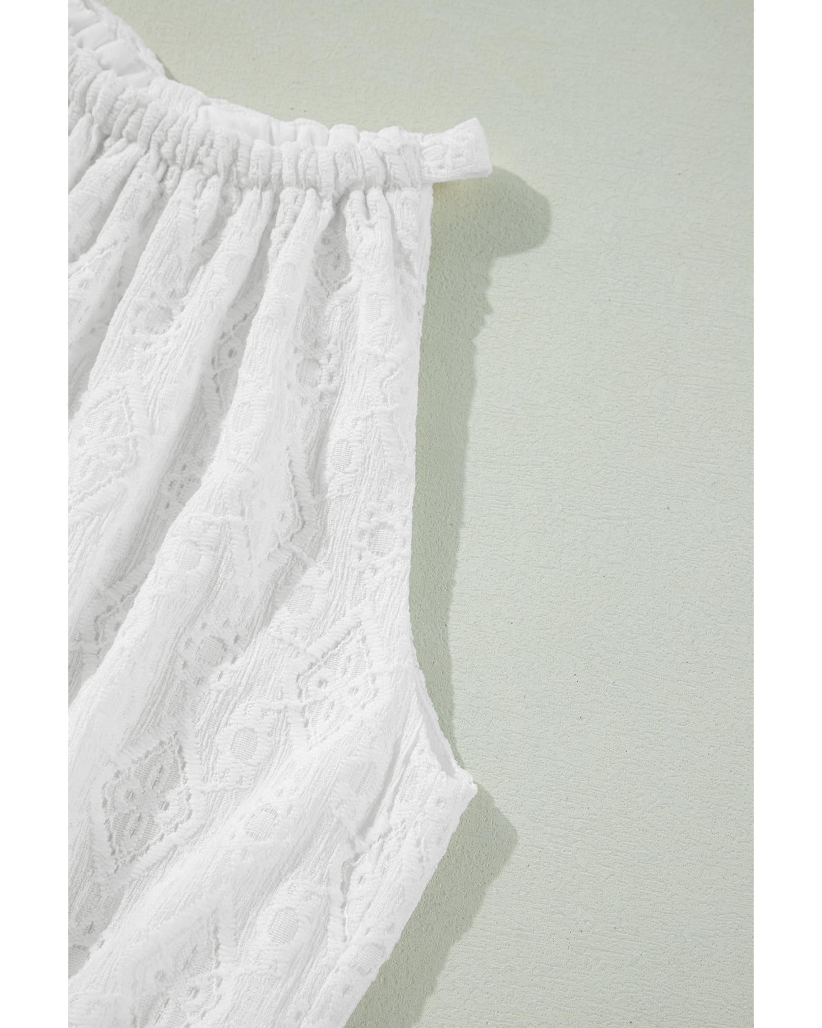 White Lace Sleeveless Knot Hollow Out Back Tied Waist Mini Dress - XL 7