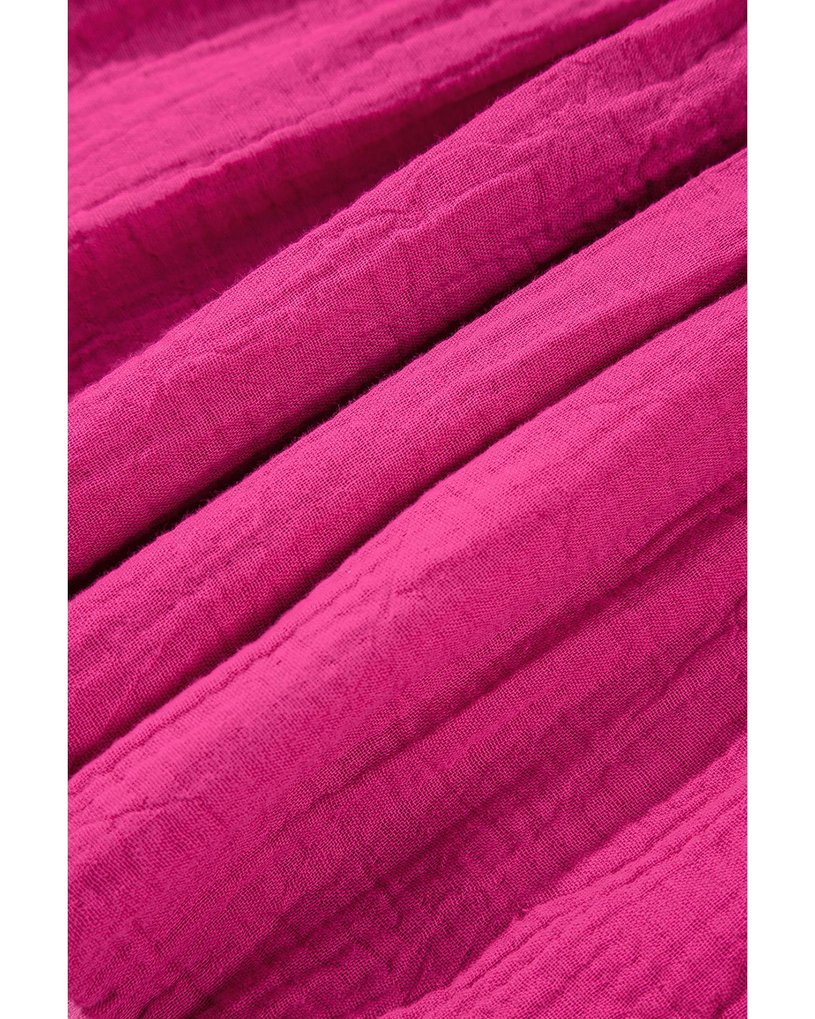 Pink Crinkled Colorblock Patchwork Flutter Tiered Mini Dress - XL 7