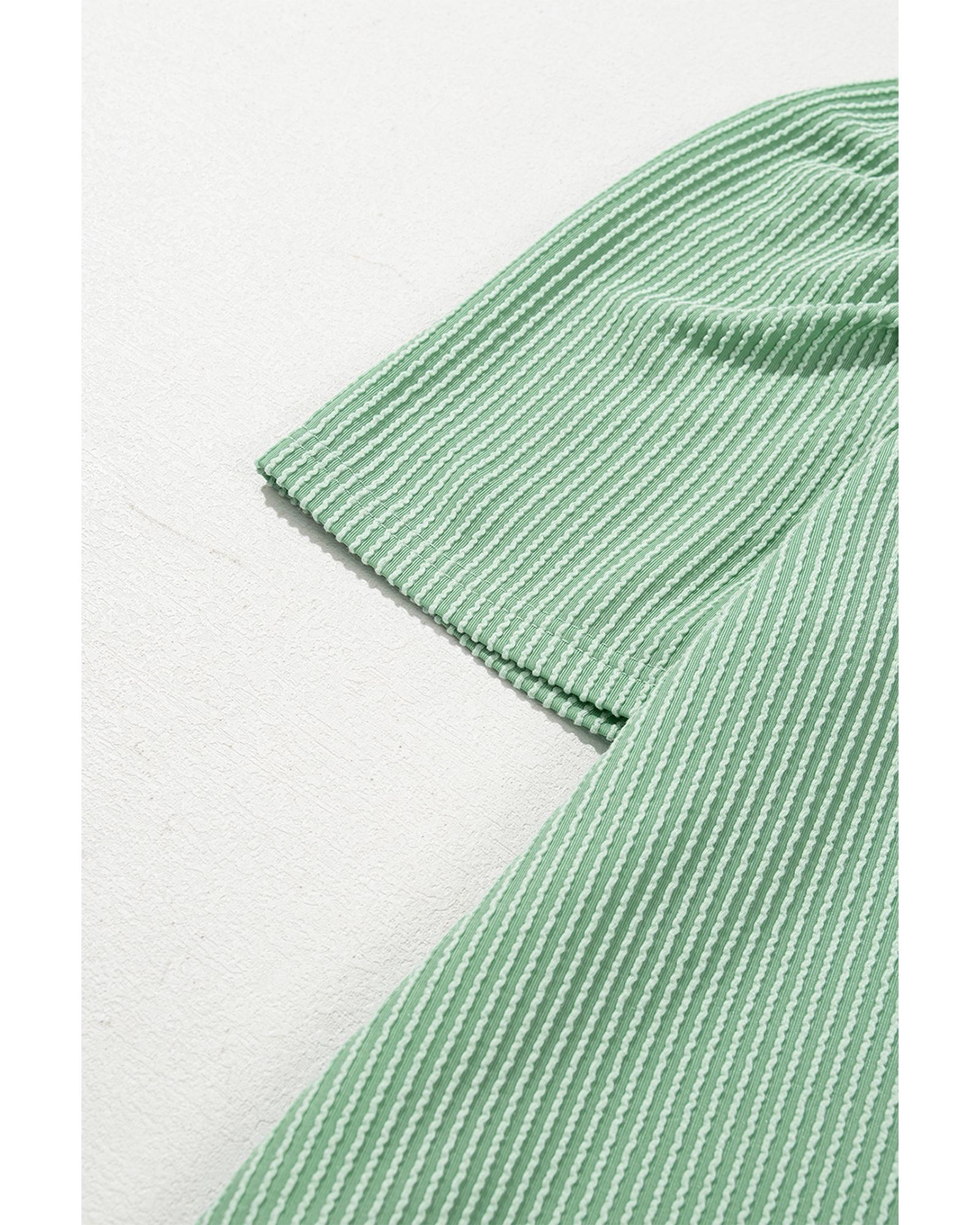 Mint Green Corded Knit Crew Neck Puff Sleeve Shift Mini Dress - M 3