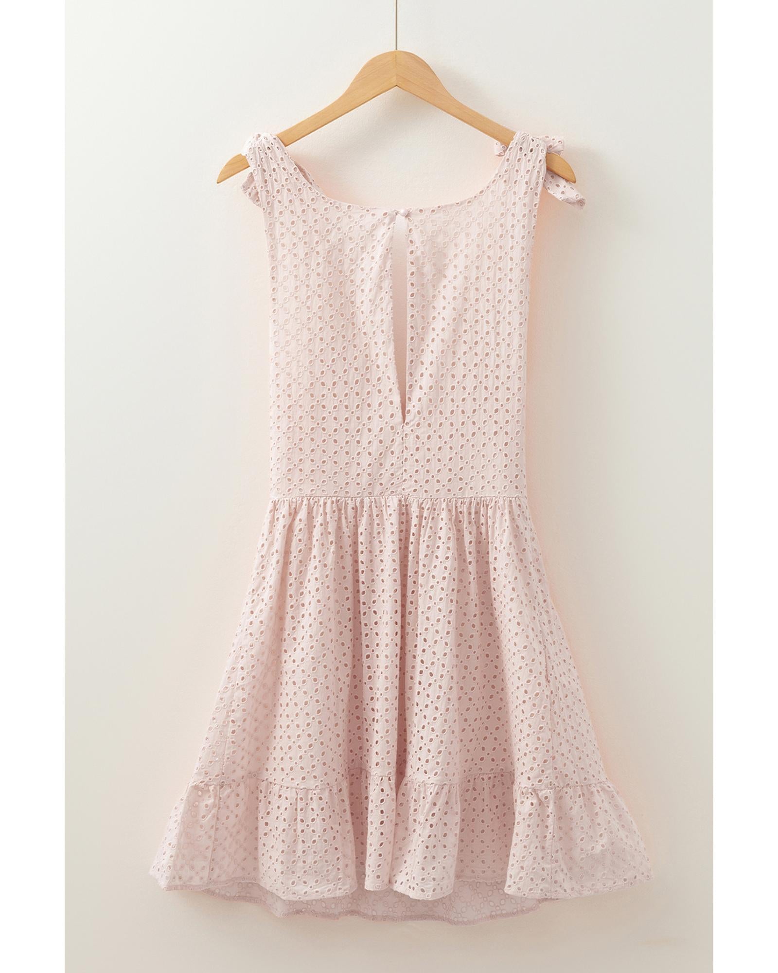 Delicacy Embroidered Eyelets Ruffled Hem Sleeveless Mini Dress - M 7