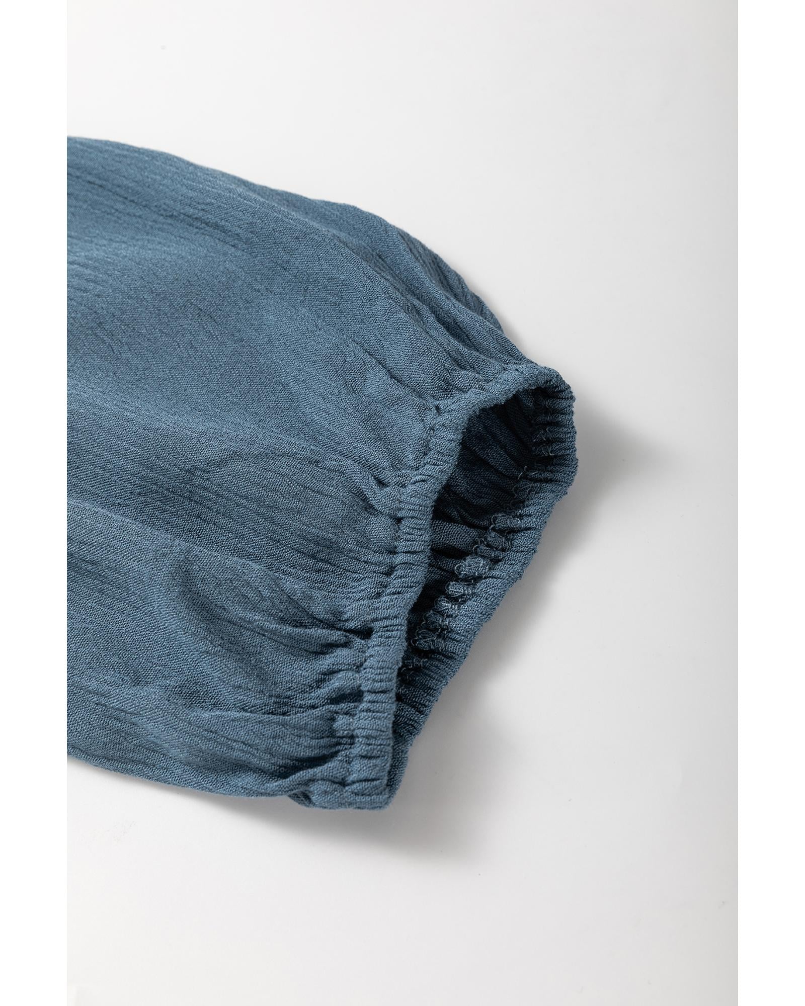 Real Teal Frilled Neckline 3/4 Sleeve Layered Ruched Mini Dress - XL 7