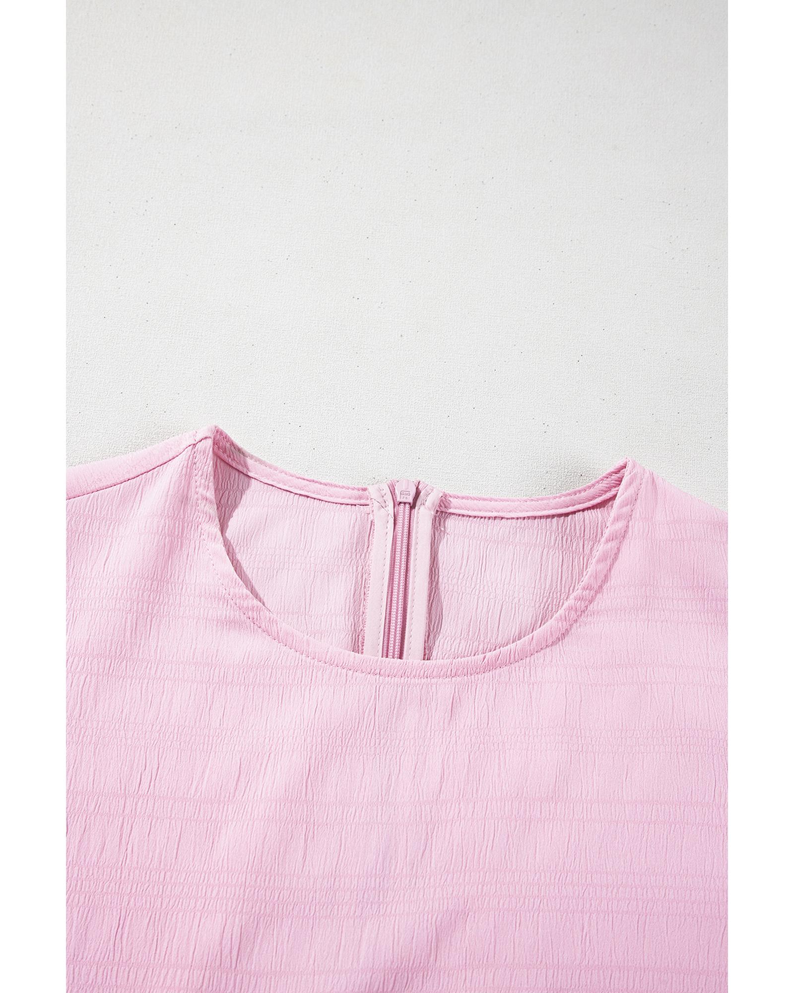 Bonbon Textured Bubble Sleeve High Waist Mini Dress - M 7