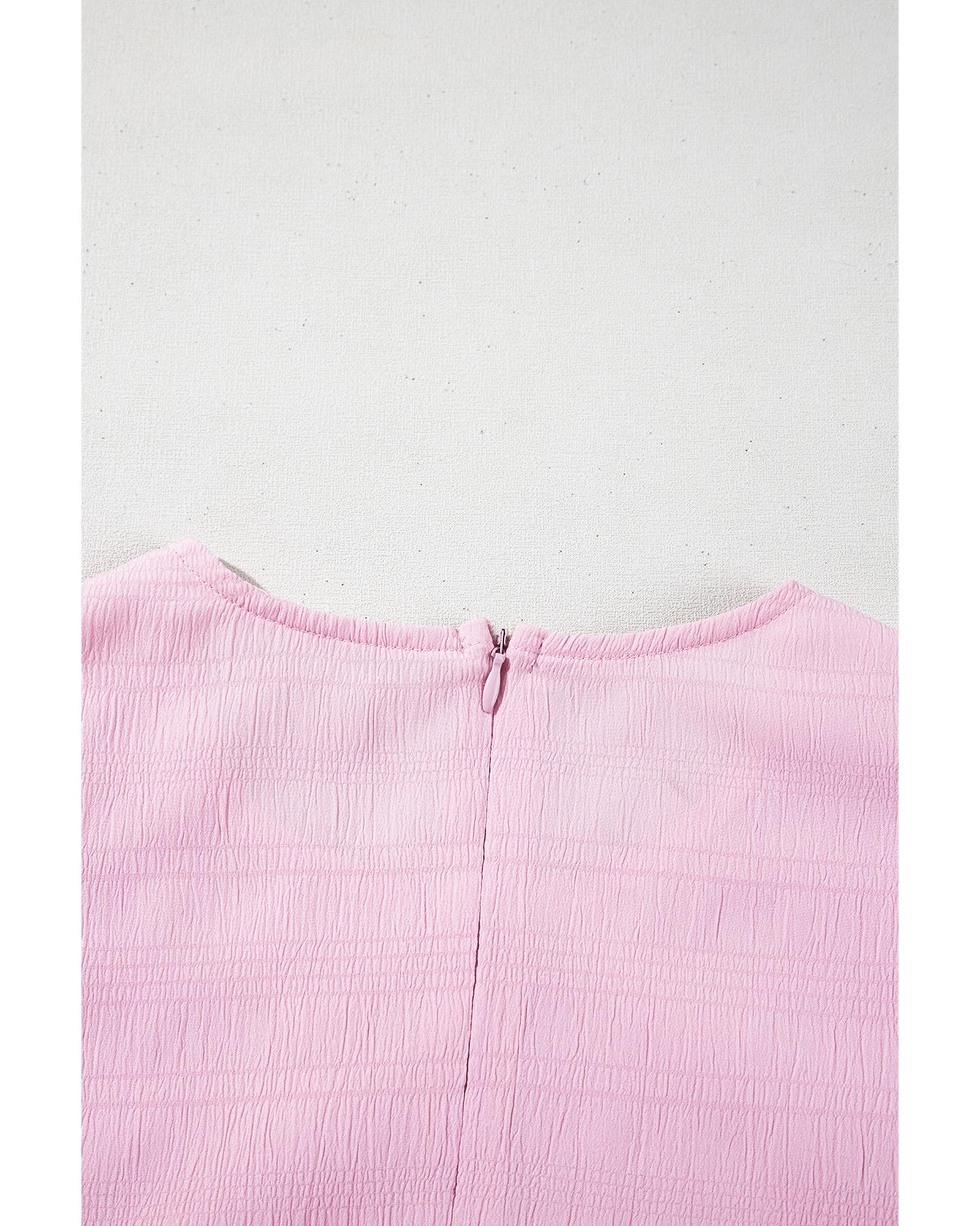 Bonbon Textured Bubble Sleeve High Waist Mini Dress - M 8
