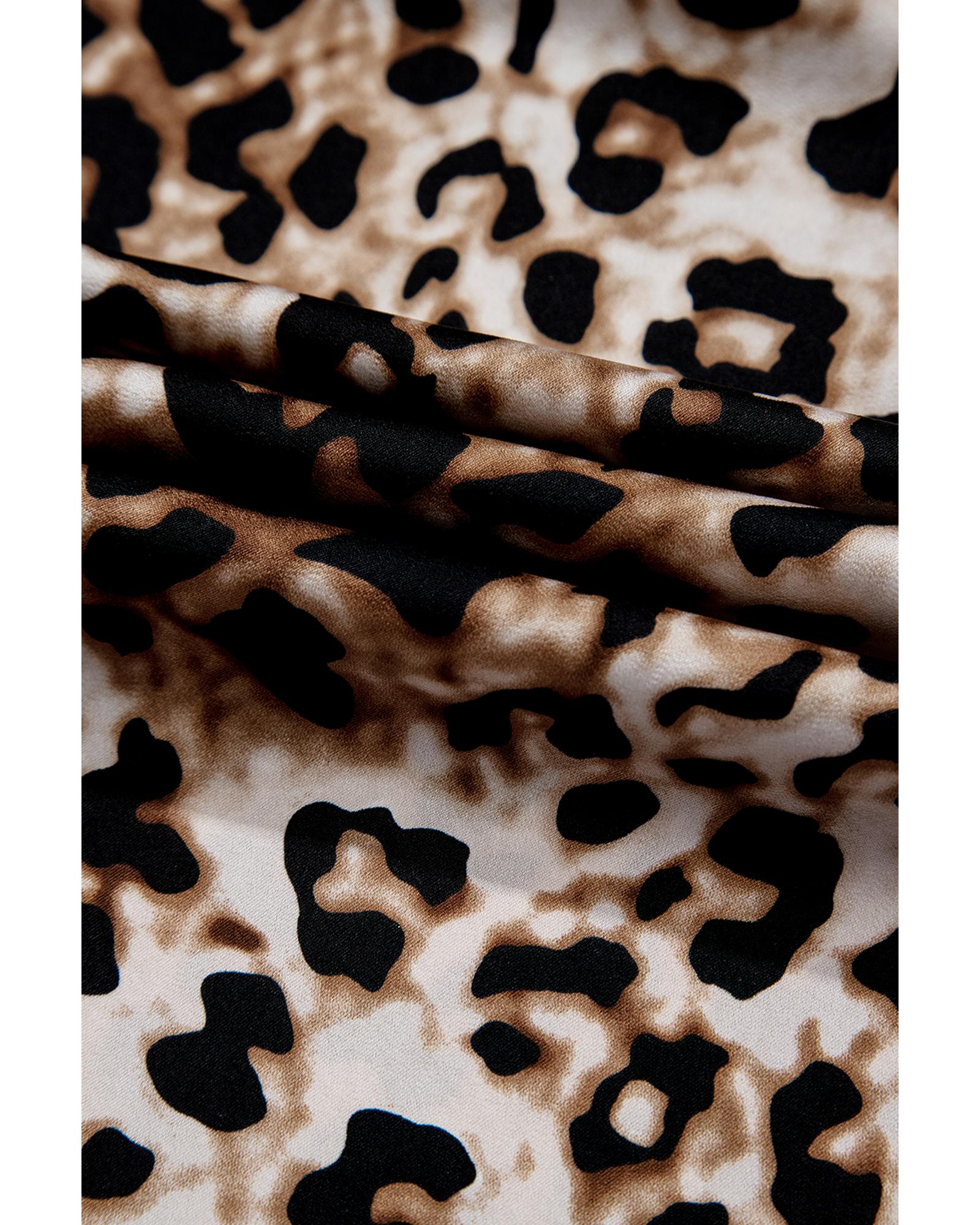 Brown Leopard Print Bubble Sleeve Square Neck Maxi Dress - M 7