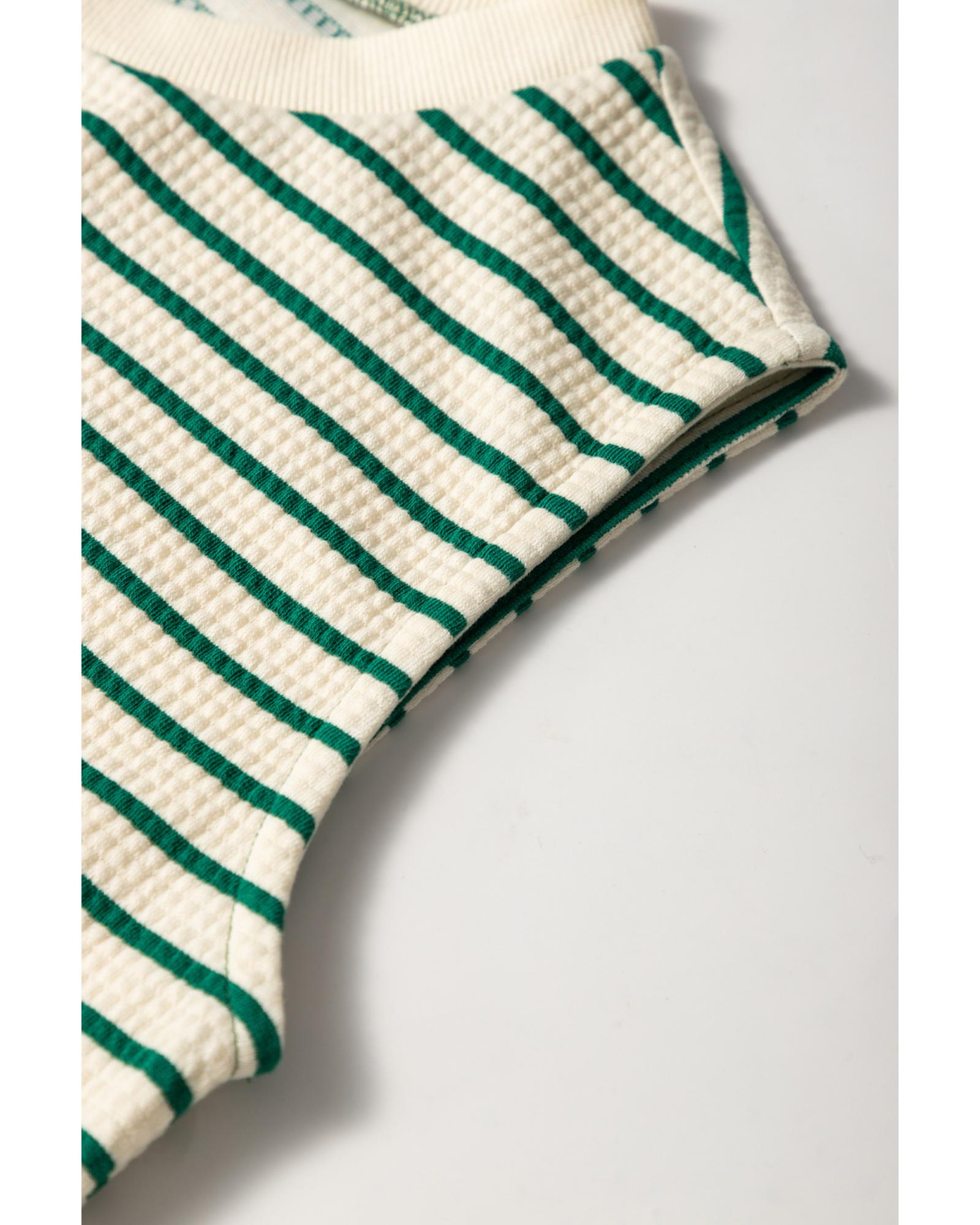 Green Stripe Woven Ruffled Sleeveless Mini Dress - M 5